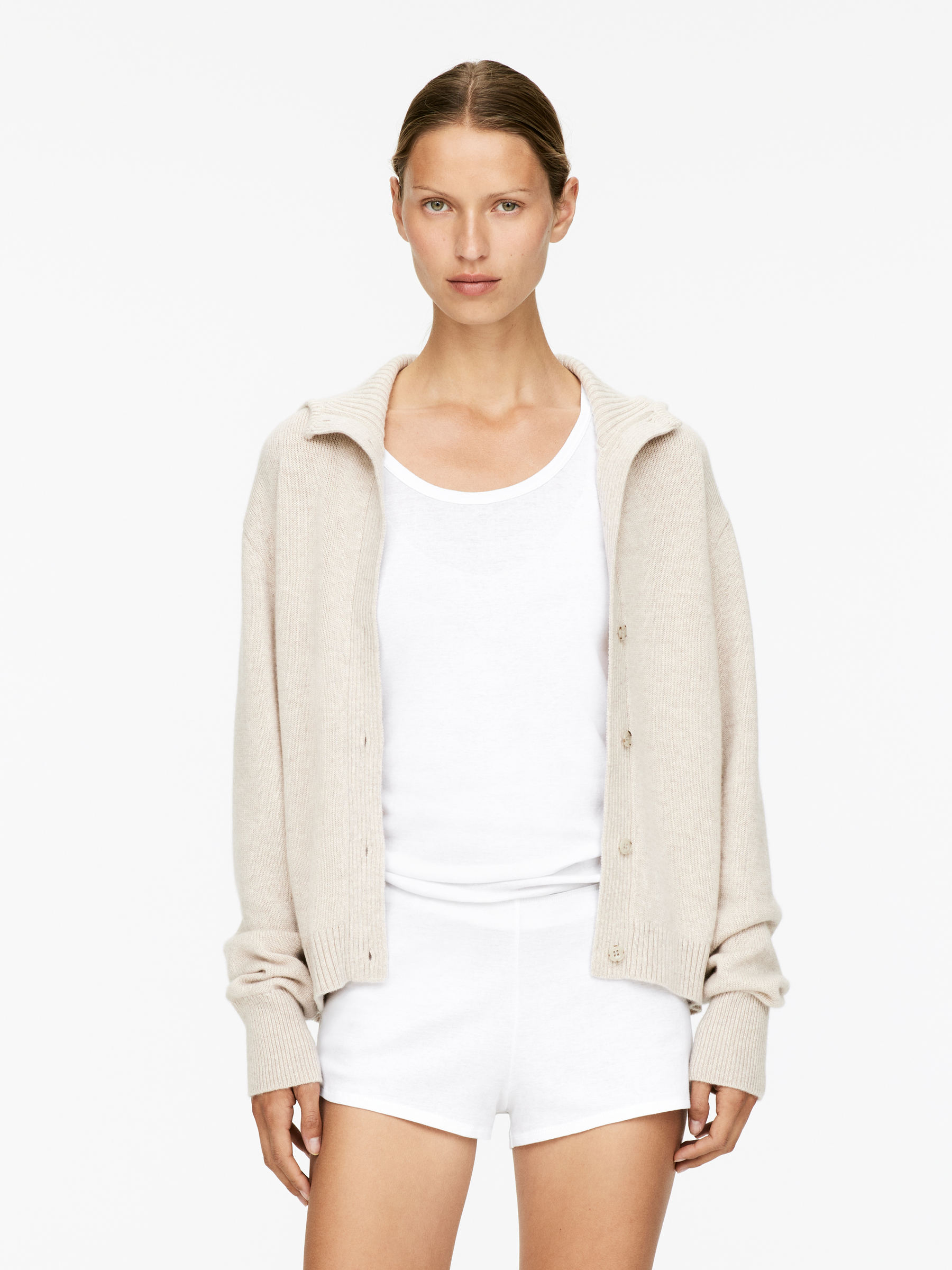 Sheer Cotton Mini Shorts-#FFFFFF-16536