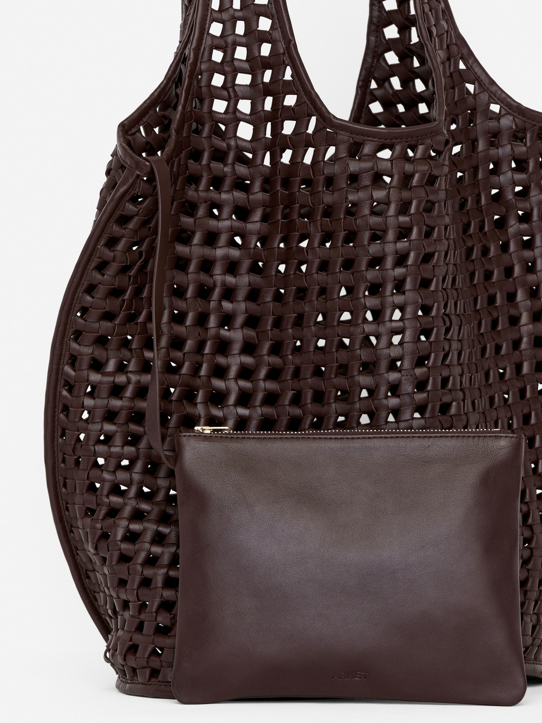 Bolso tote de piel de aspecto relajado - Marrón oscuro - Women - StillMedia/DescriptiveDetail - 2