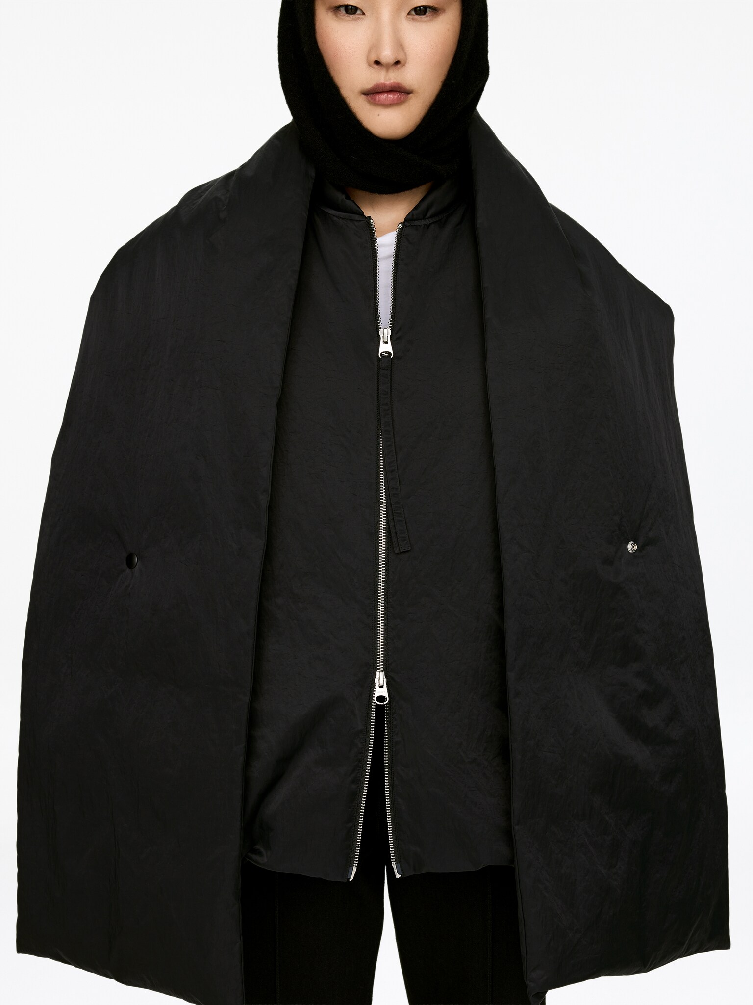 Veste avec écharpe Upcycled Down - Noir - 6