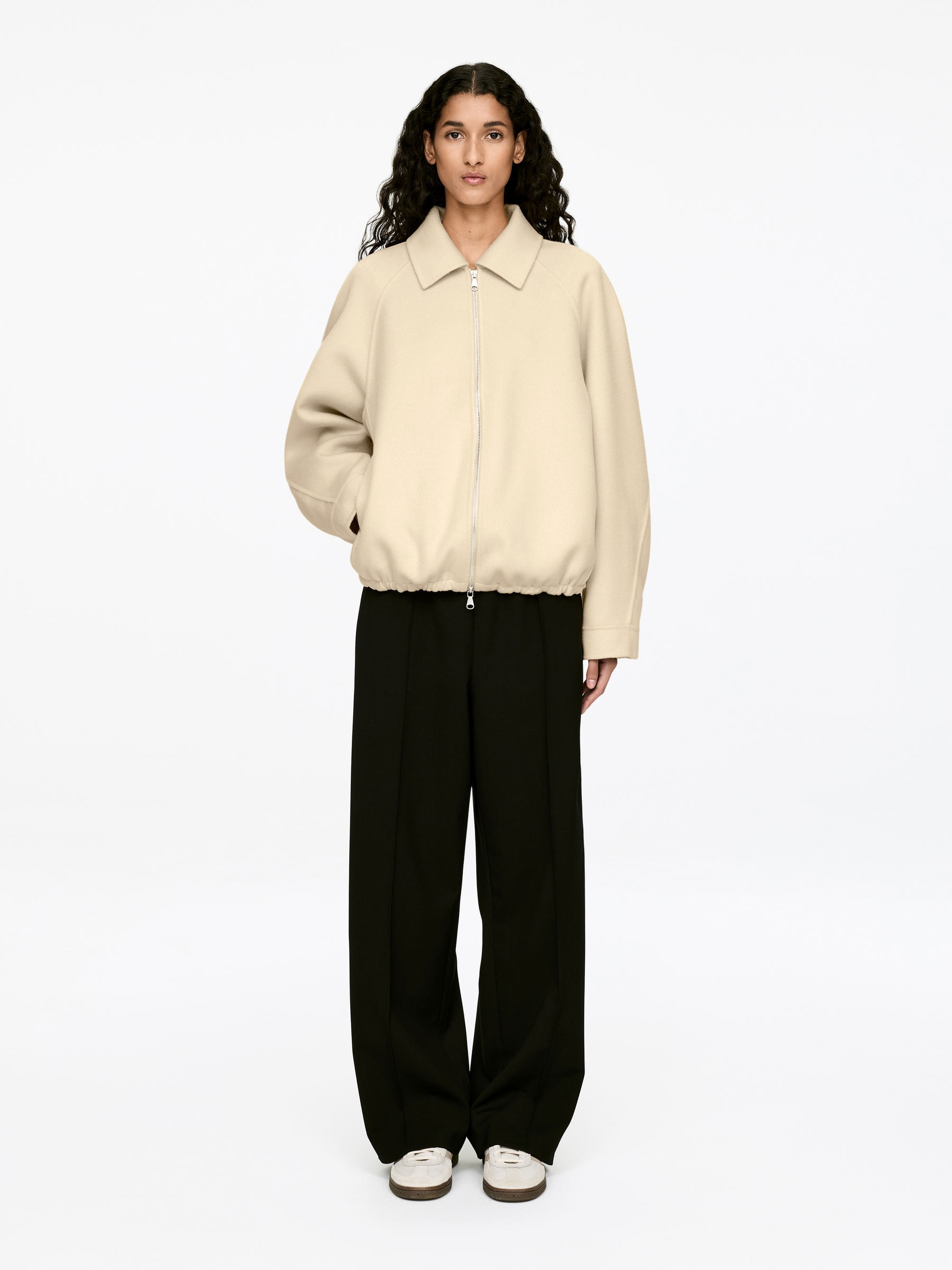 Wool-Blend Doublé Jacket-#DCD6C7-17559