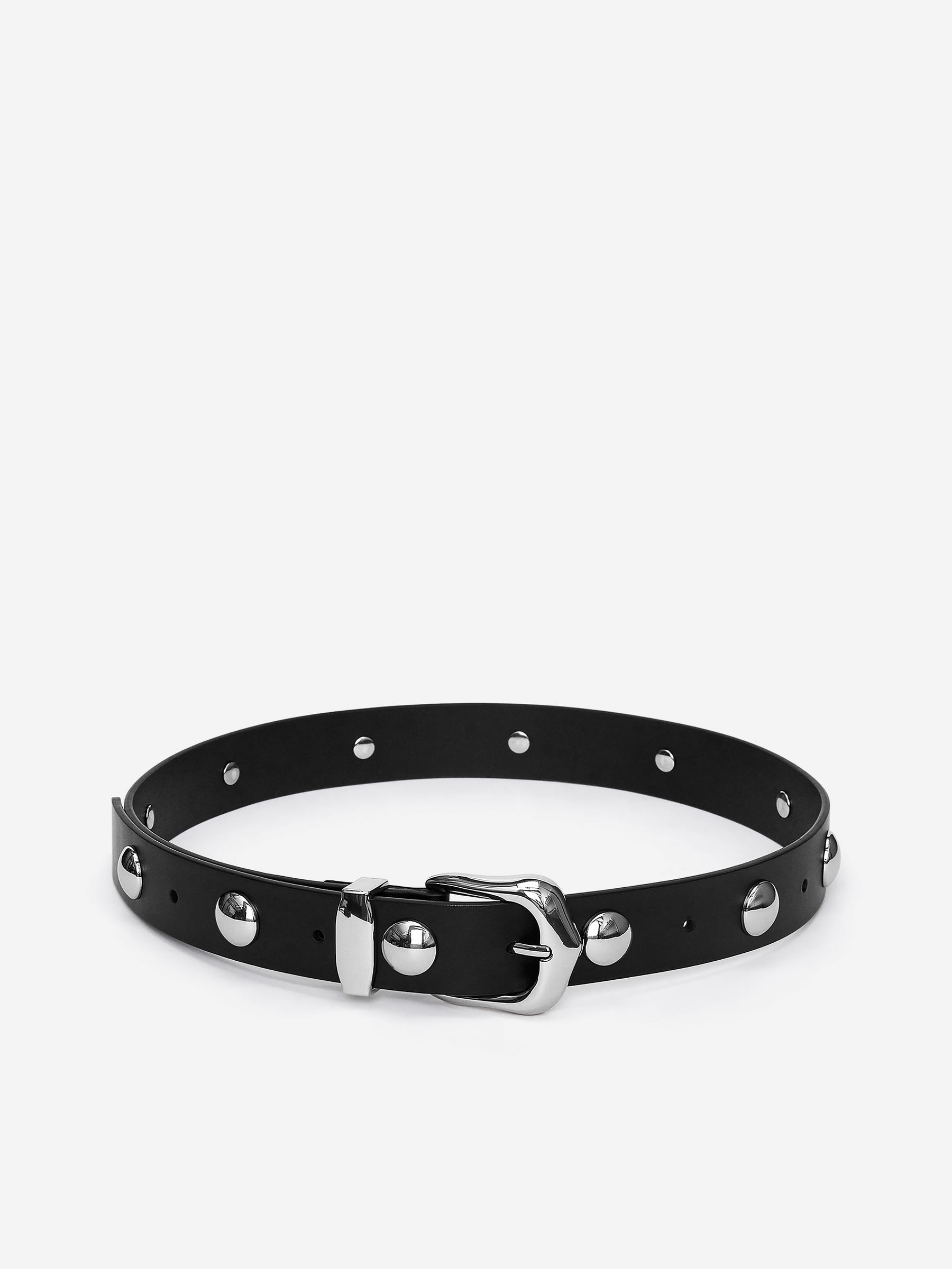 Studded Leather Belt-Black-16640