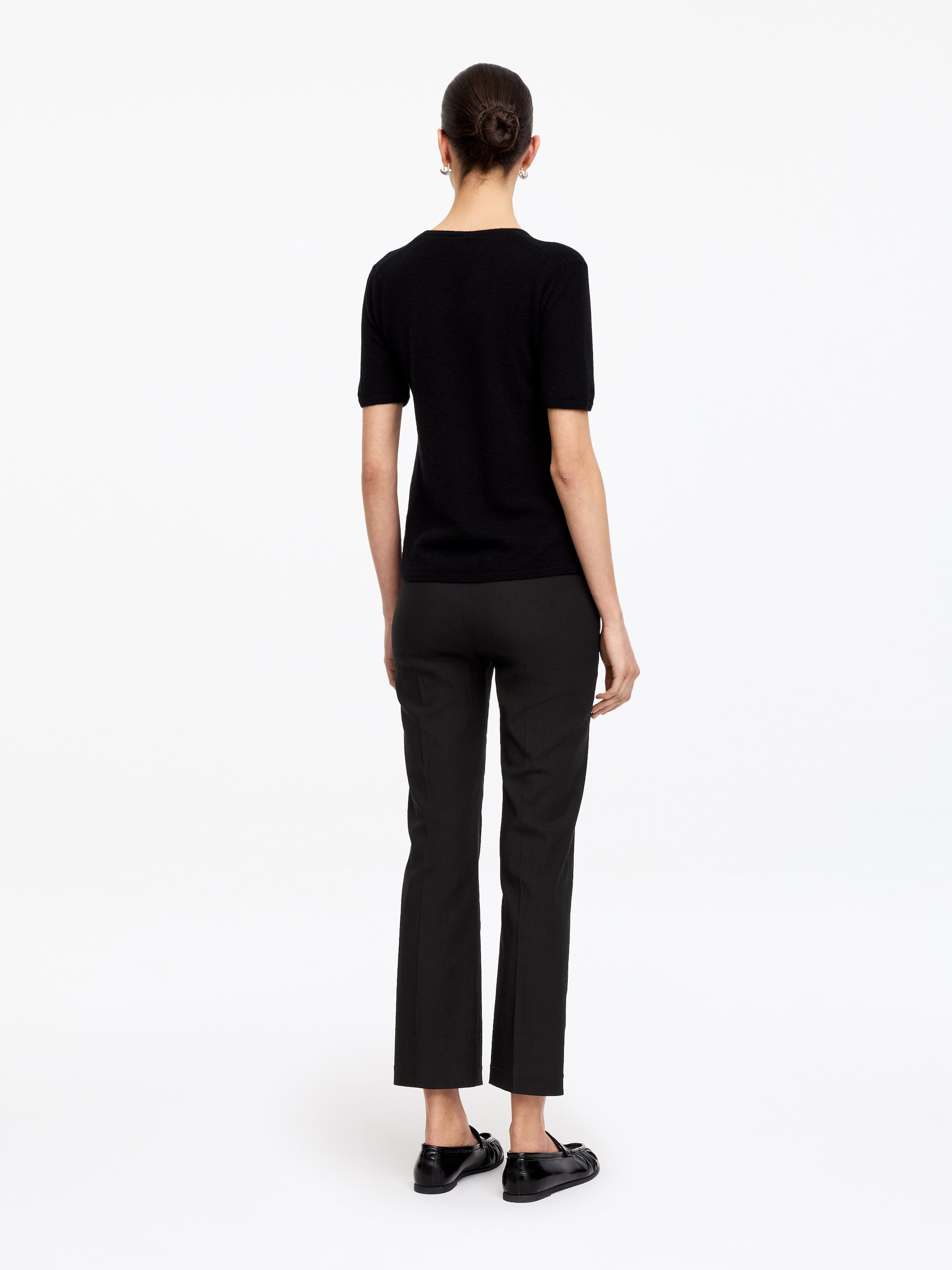 Linen-Cotton Kick-Flare Trousers - Black - Slim fit - Women - StillMedia/Lookbook - 2