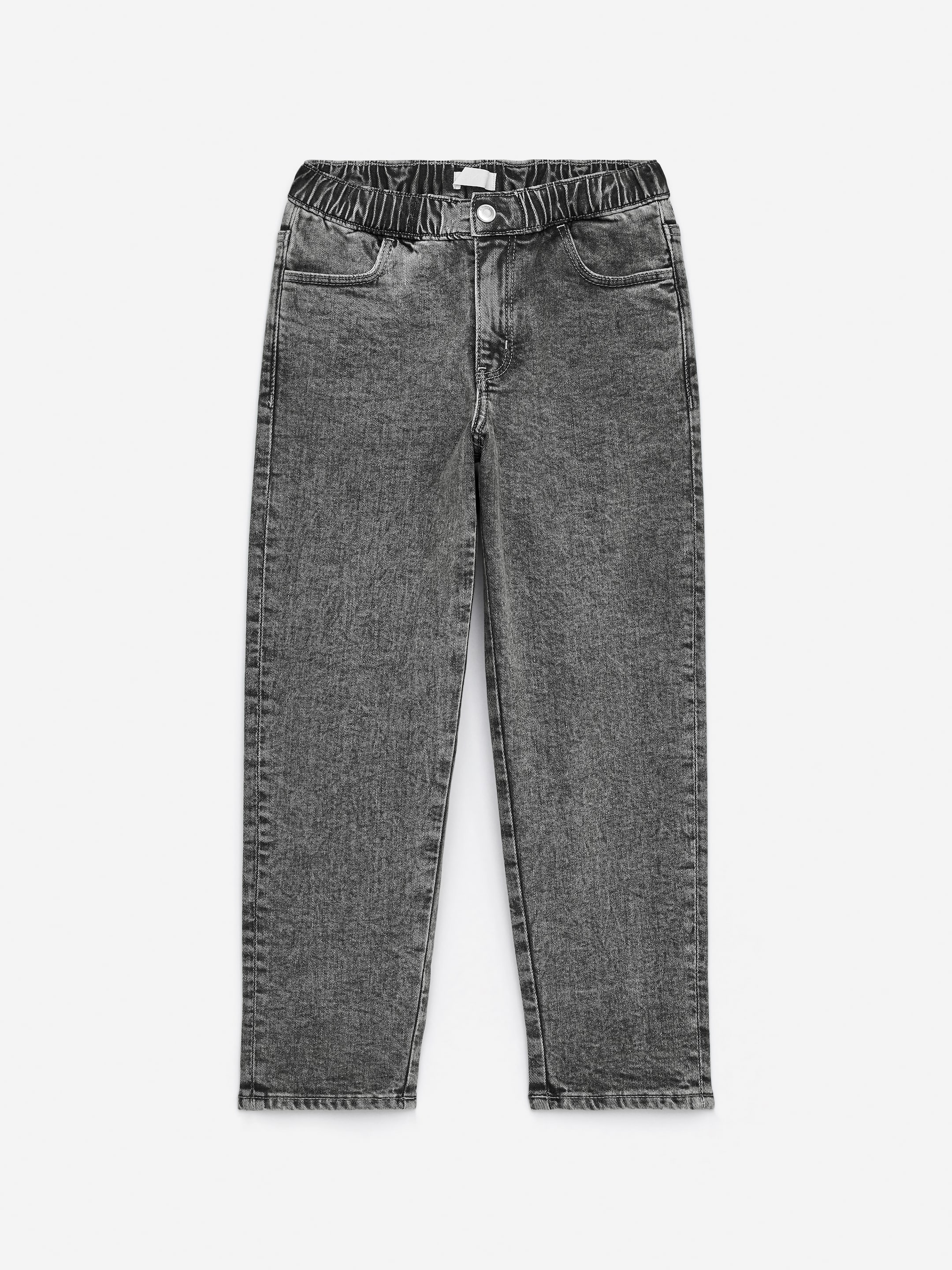 Pull-On Denim Trousers-Grey-15176