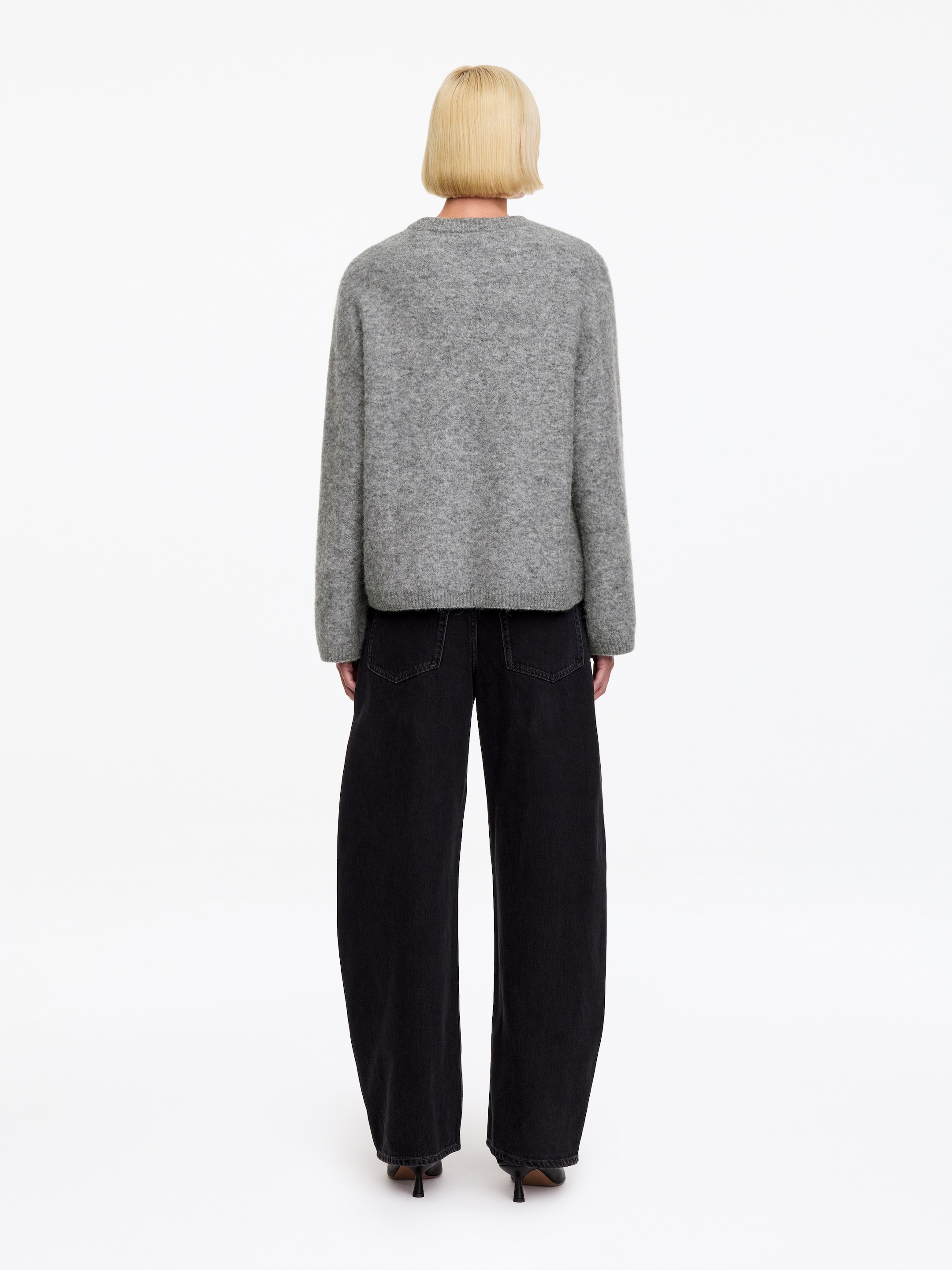 Alpaca-Wool Blend Jumper - Grey Melange - Oversized - women - StillMedia/Lookbook - 3