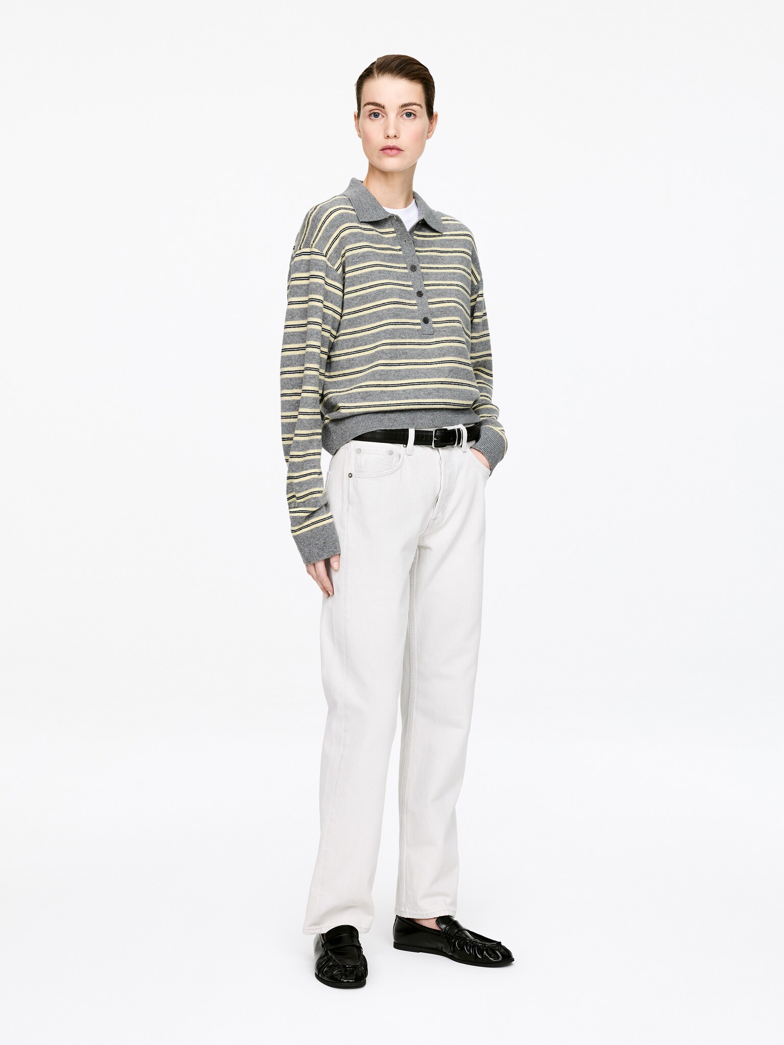 Wool Polo Jumper - Grey/Yellow/Black/Brown/Grey/Pink - 5