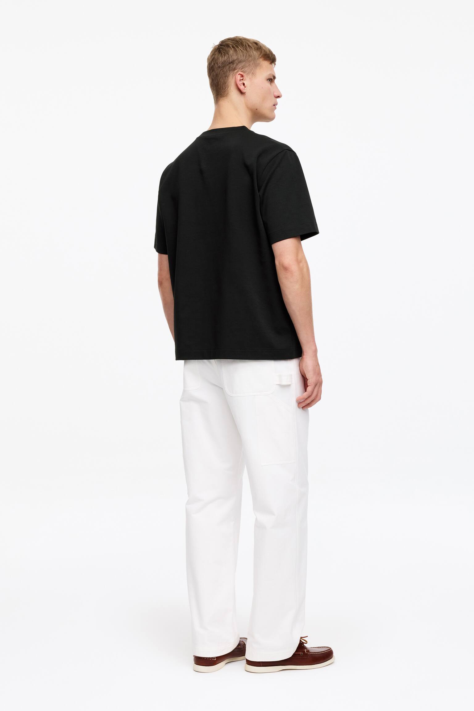 T-shirt carré en interlock - Noir/Blanc/Bleu foncé - 3