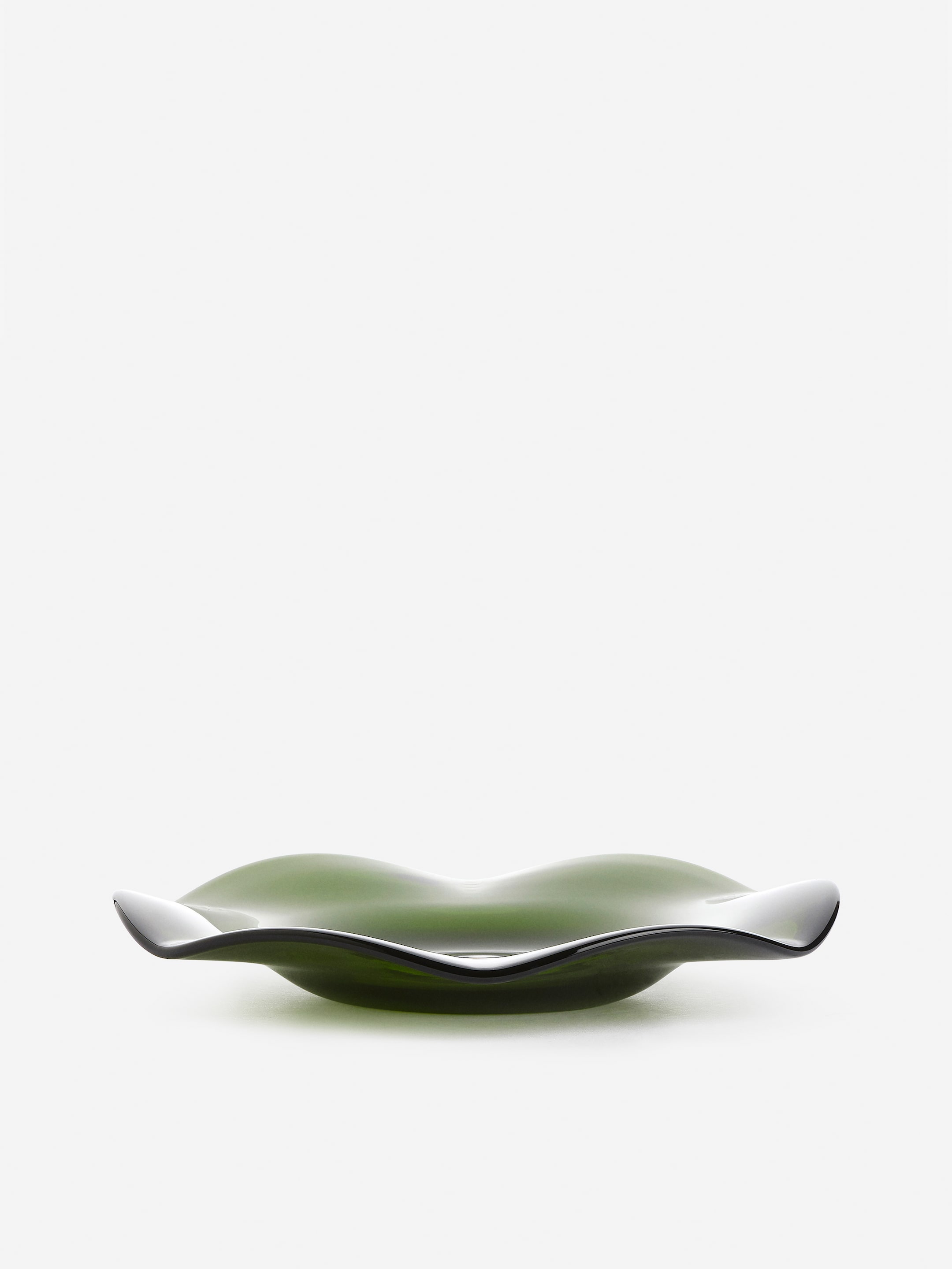 Wavy Glass Plate 27 cm-#5D6A46-13681