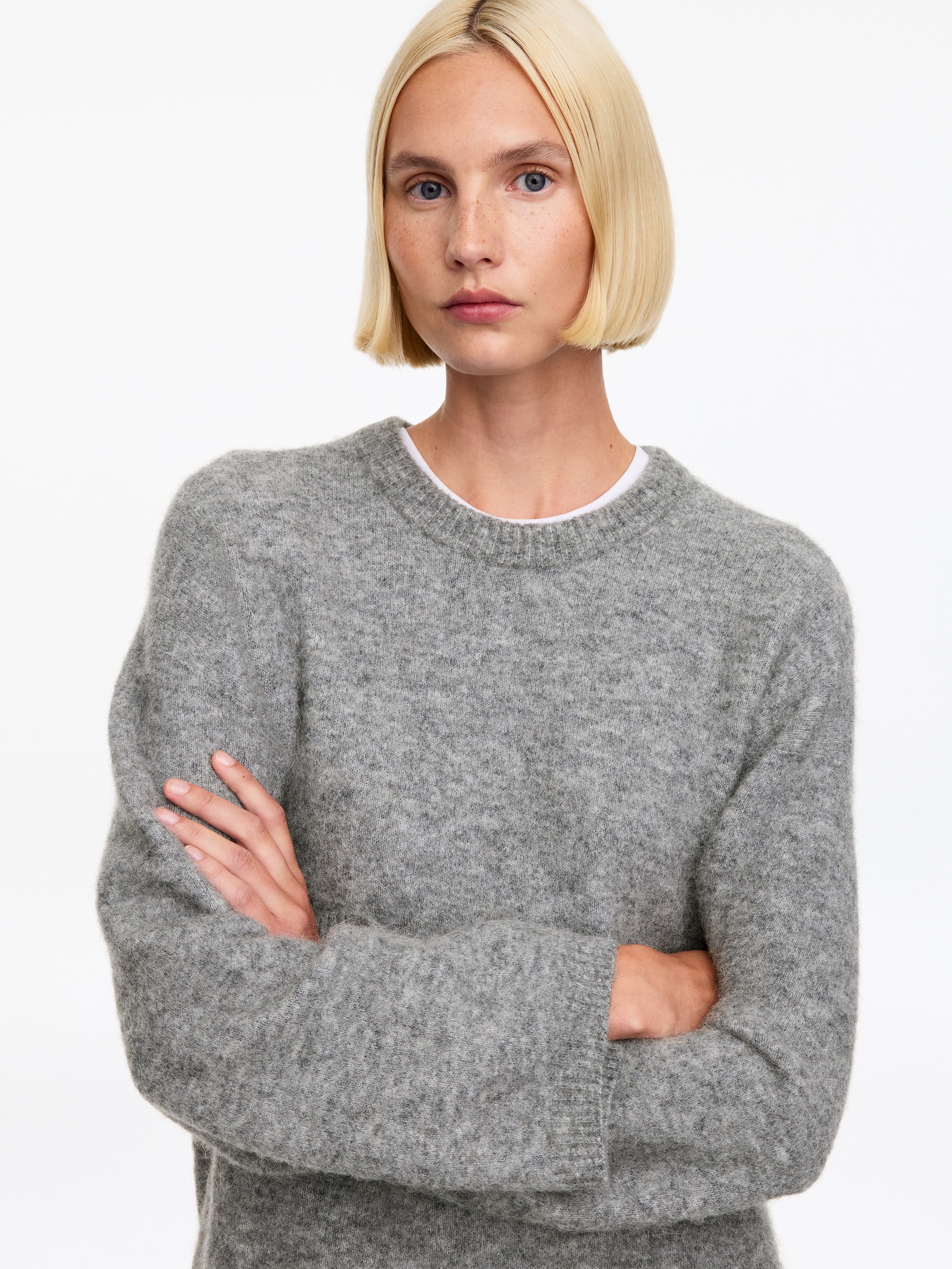 Alpaca-Wool Blend Jumper - Grey Melange - Oversized - women - StillMedia/Lookbook - 6