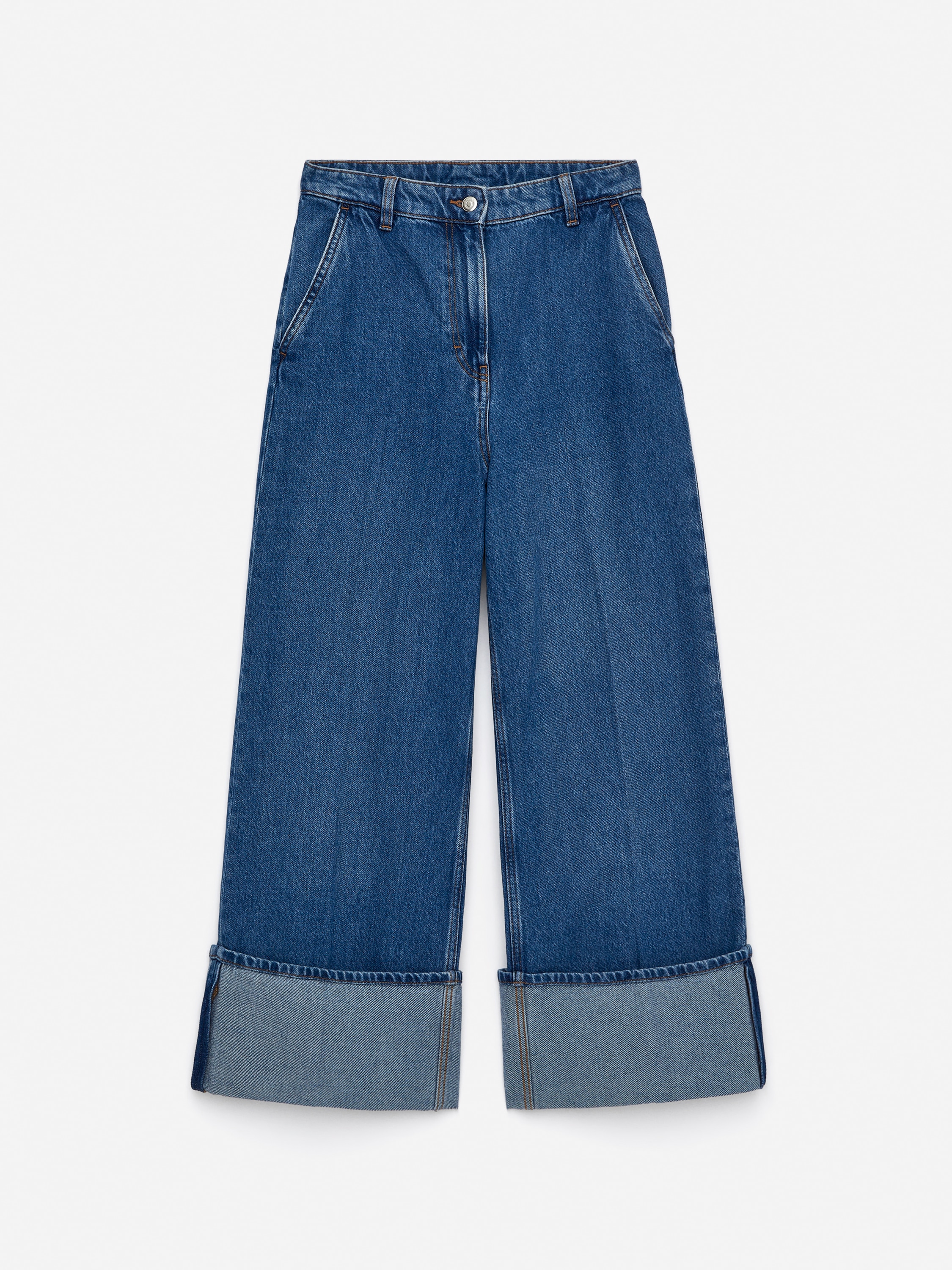 Blugi cu manșete late - Albastru