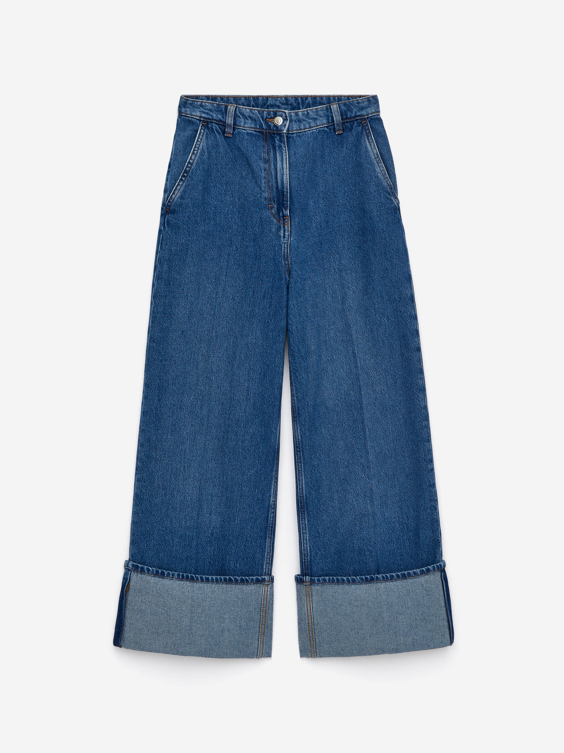 Jean à larges revers - Bleu - Relaxed fit - Femme - StillMedia/DescriptiveStillLife - 1