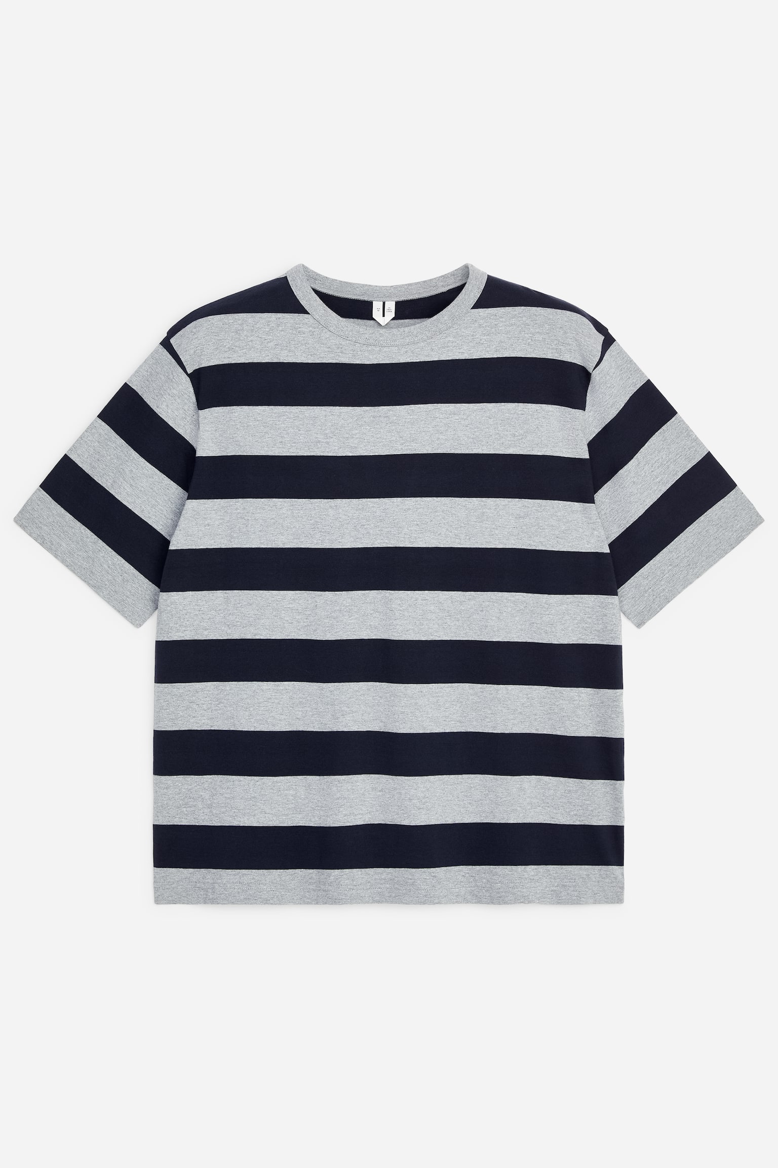 Luźny T-shirt - Szary/ciemnoniebieski - 1