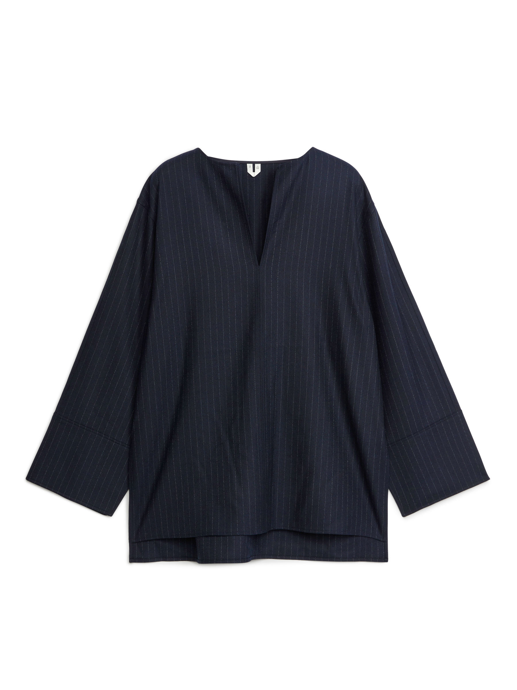 Pinstriped Wool Blend Shirt-Blue-5417