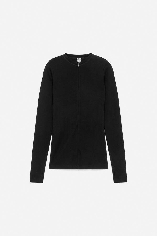 Half-Zip Wool Top - Black - 1