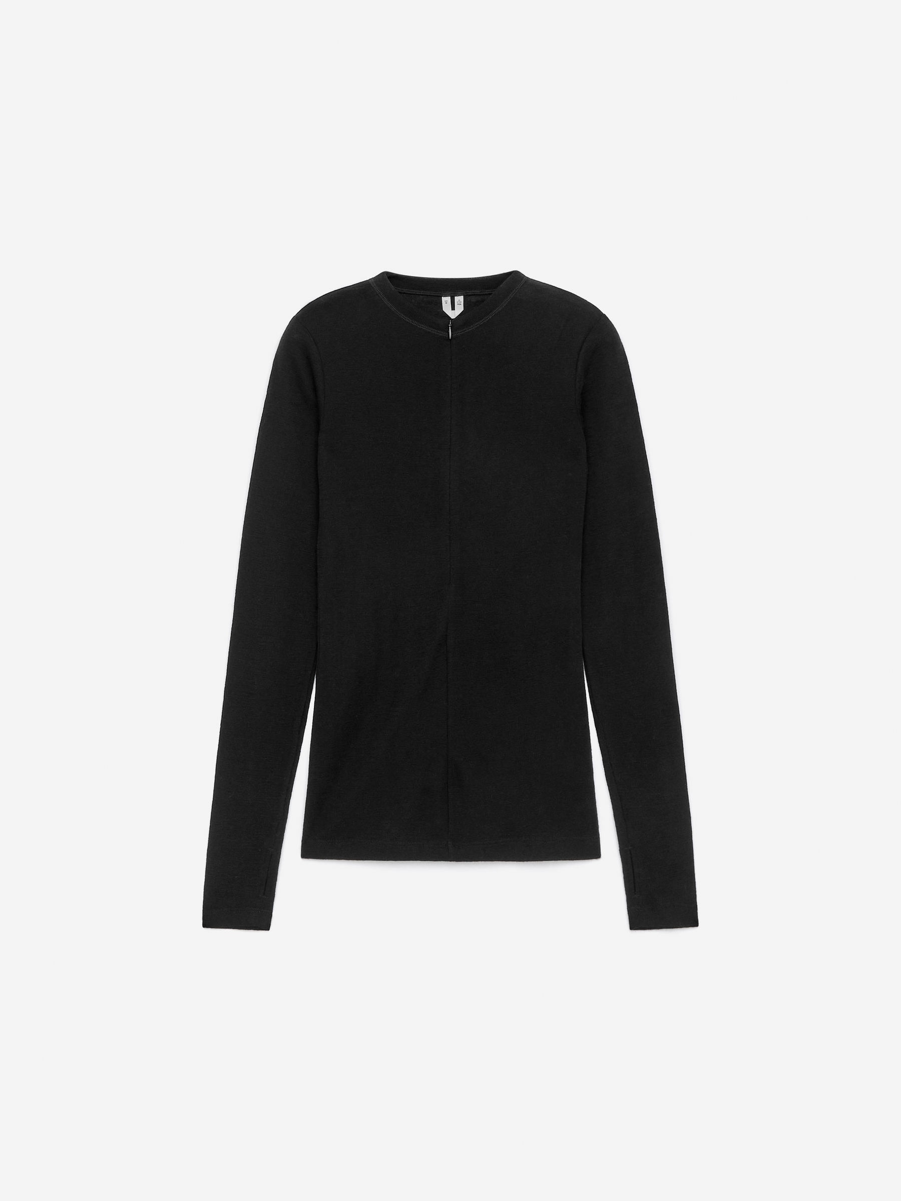 Haut en laine avec demi-zip-Noir-16561