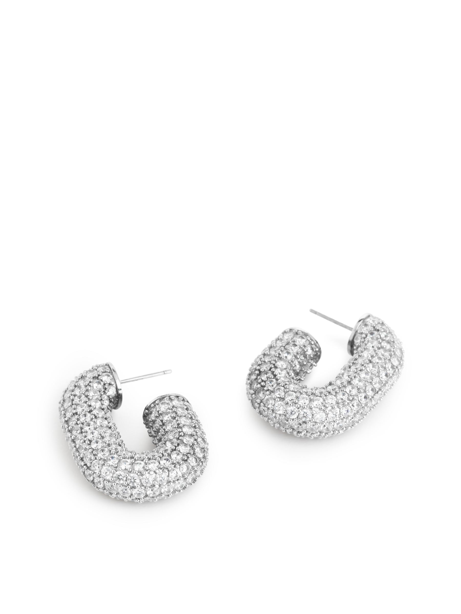 Klobige, ovale Hoops mit Strasssteinen, 31 mm - Silber - Damen - StillMedia/DescriptiveDetail - 1