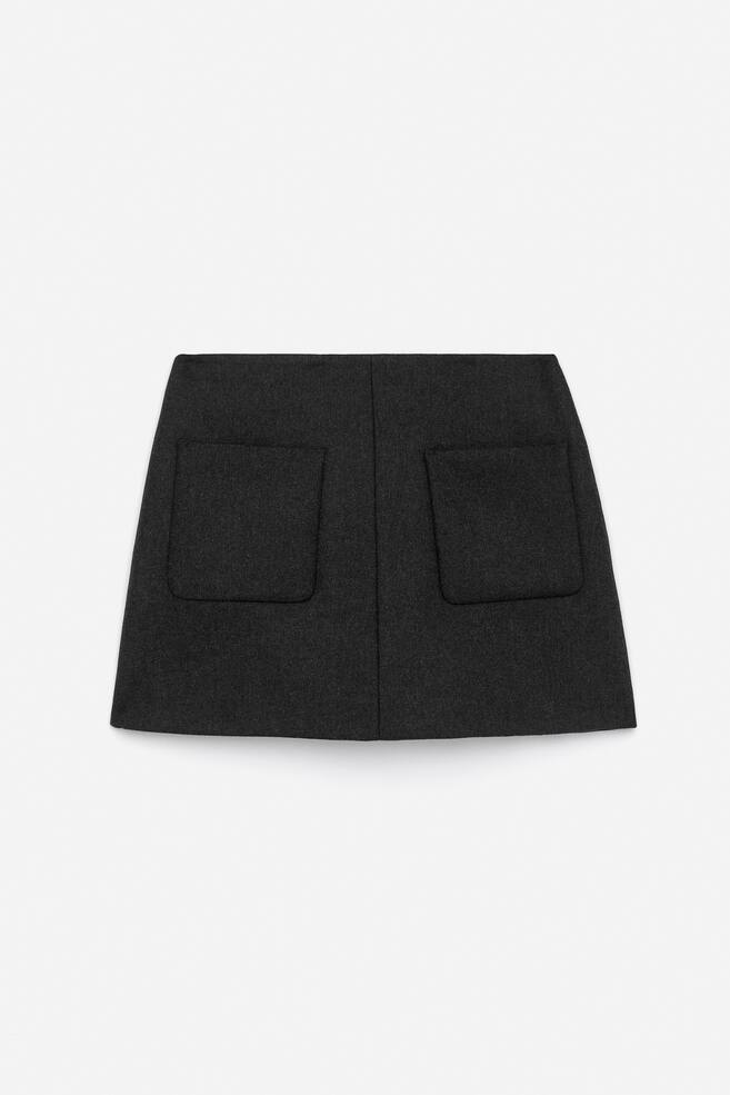 Wool-Blend Mini Skirt - Dark Grey - 1