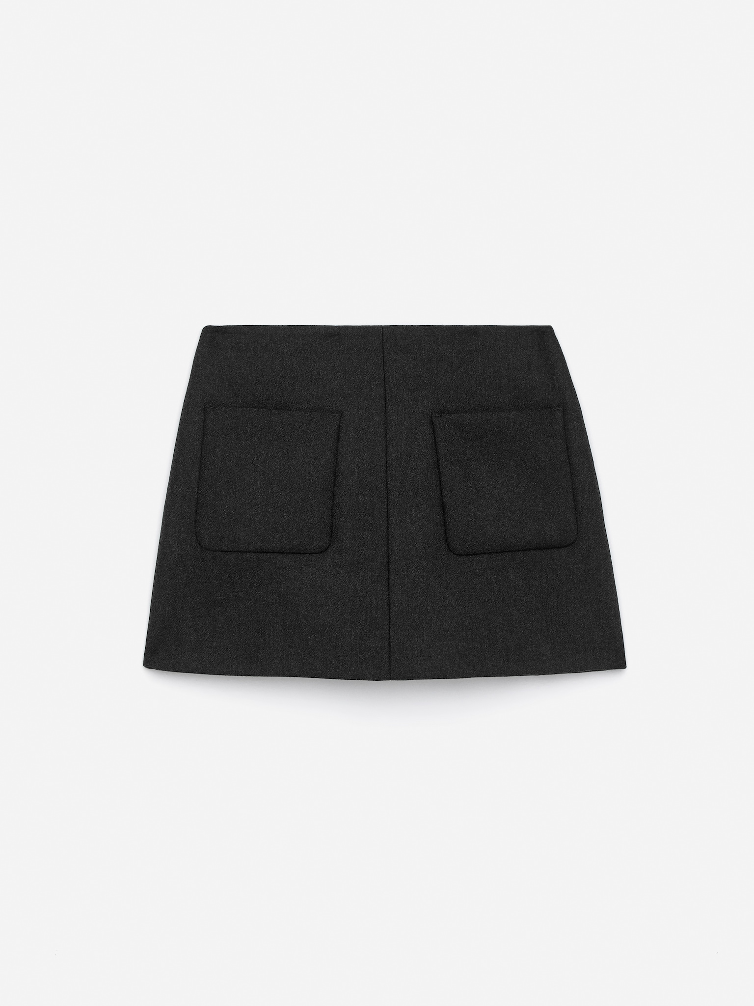 Mini-jupe en mélange de laine - Gris foncé/Rouge - 2