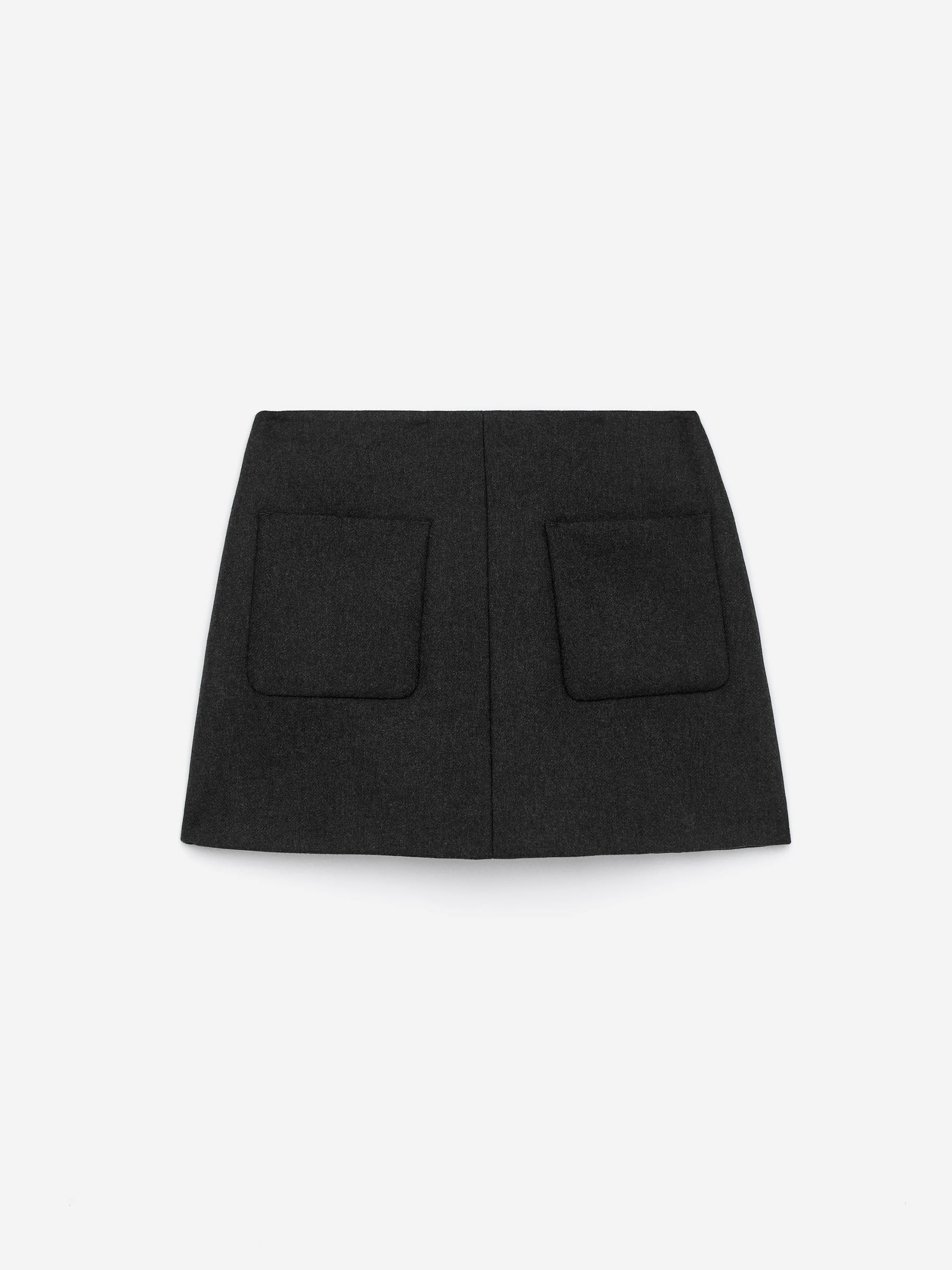 Wool-Blend Mini Skirt-#333538-16211