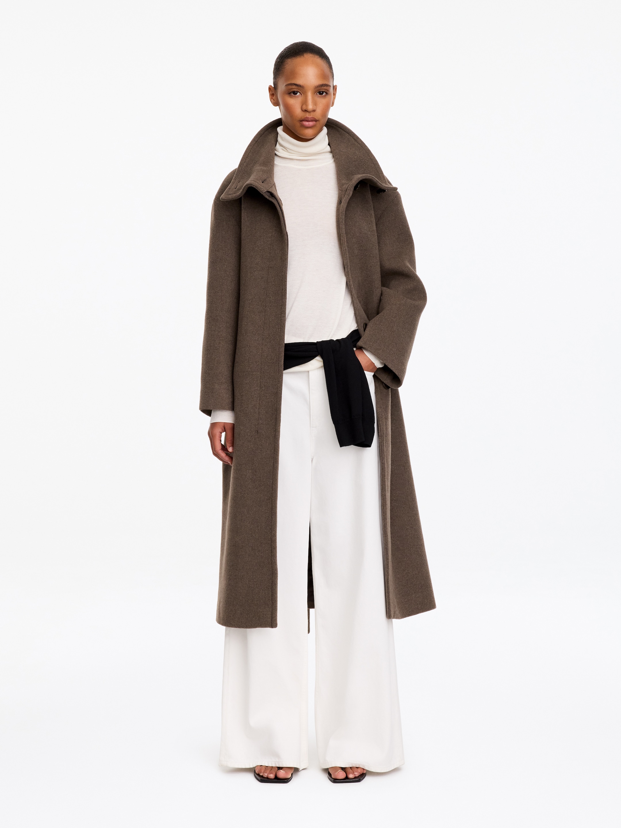 Mantel aus Wollmischung mit Gürtel - Graubraun - Regular Fit - women - StillMedia/Lookbook - 2
