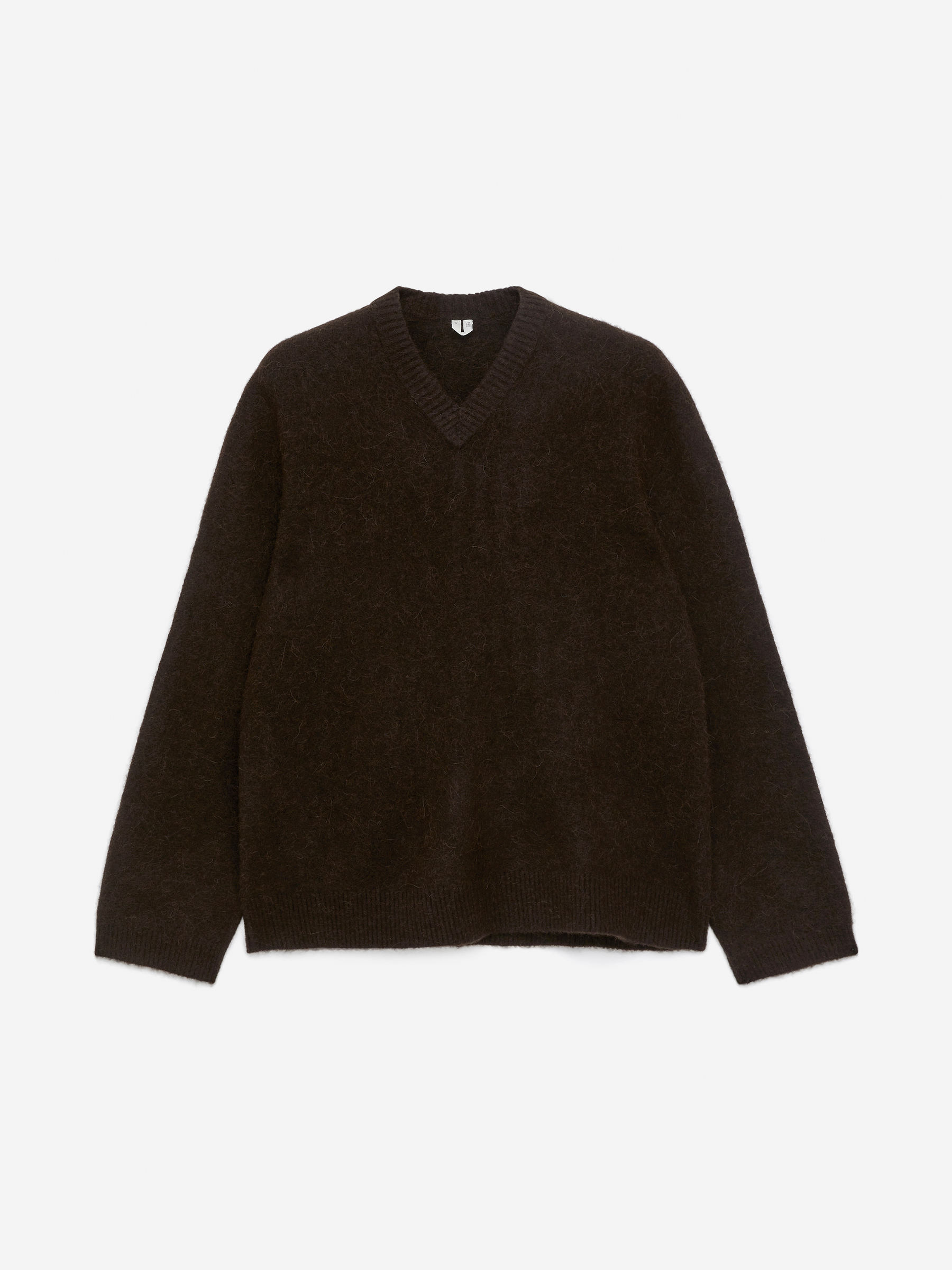 Tröja med lös passform i alpacka och ull-Brun-16484