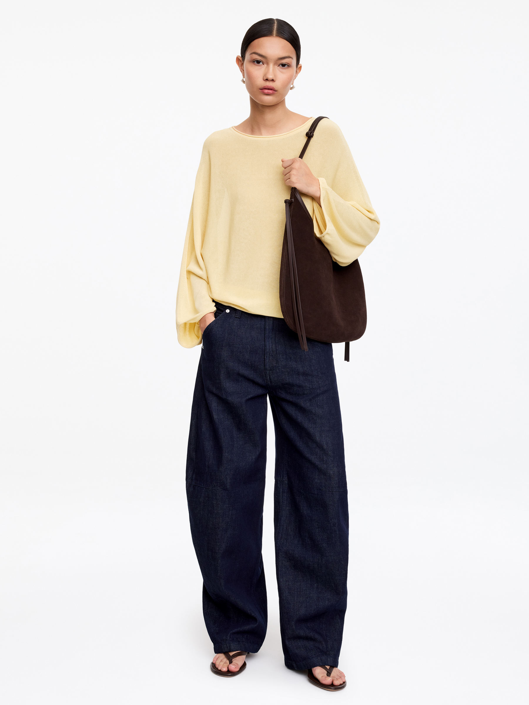 Maglia drappeggiata - Crema - Loose fit - Women - StillMedia/Lookbook - 3