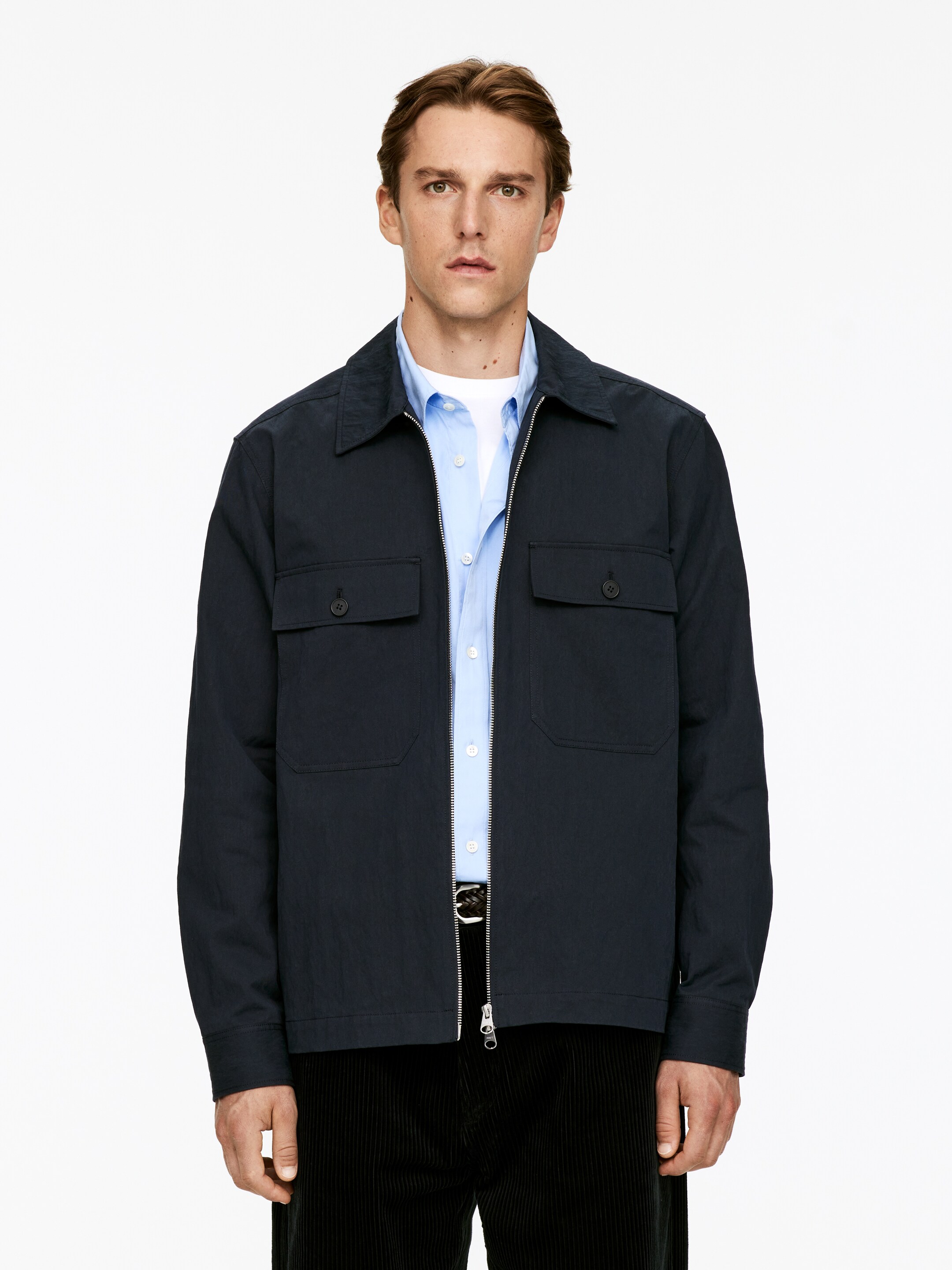 Vis større bilde: Overskjorte med glidelås - Mørkeblå - HERRE | H&M NO 1