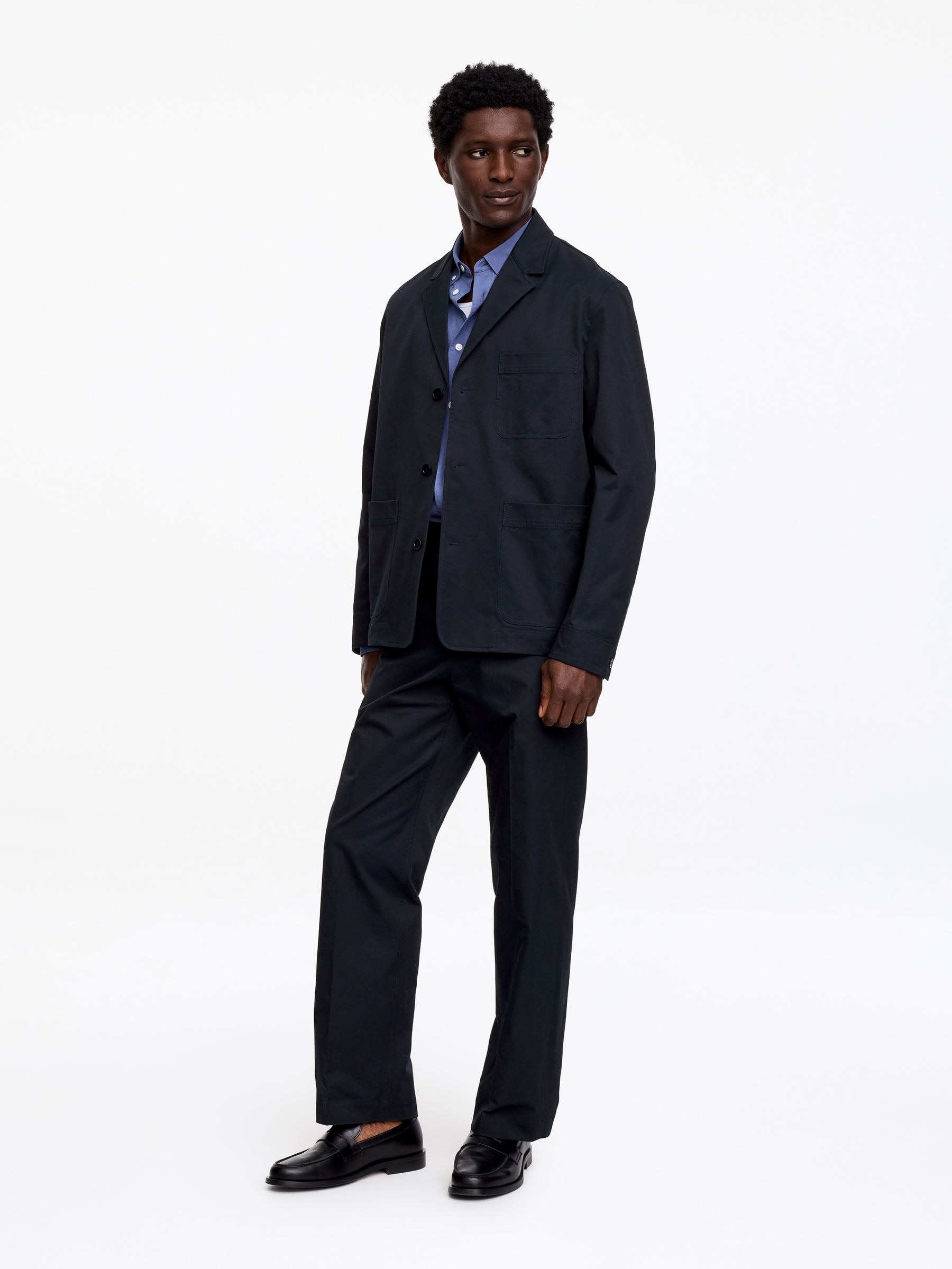 Blazer de sarga de algodón - Azul oscuro - Corte estándar - Men - StillMedia/Lookbook - 5