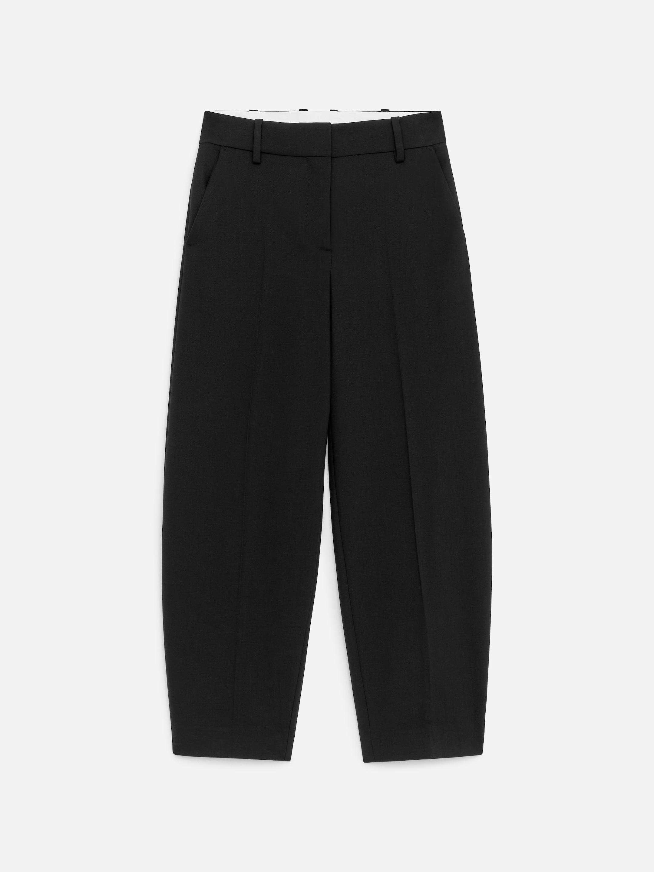 Zip-Detail Barrel-Leg Trousers-Black-19067