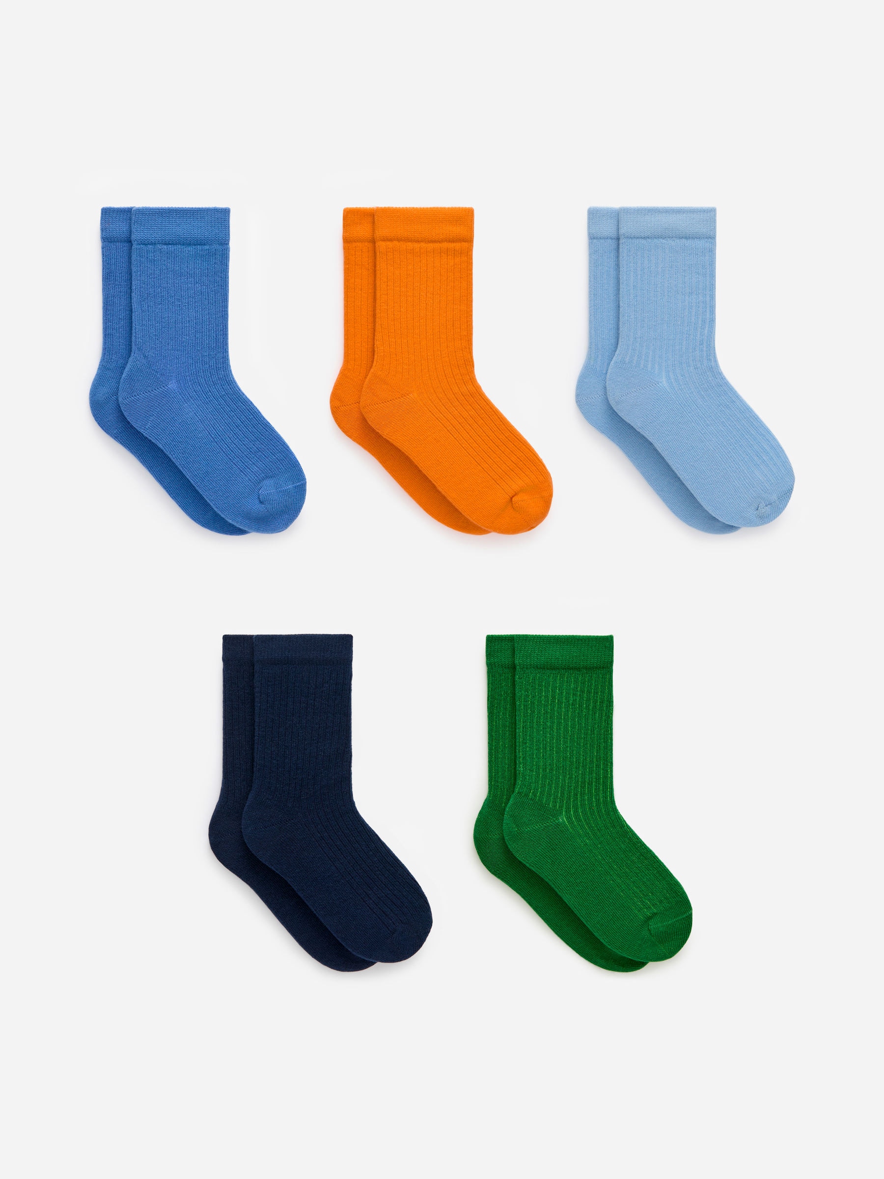 Rib Knit Socks, 5 Pairs - Blue/Orange/Green - Children - StillMedia/DescriptiveStillLife - 2