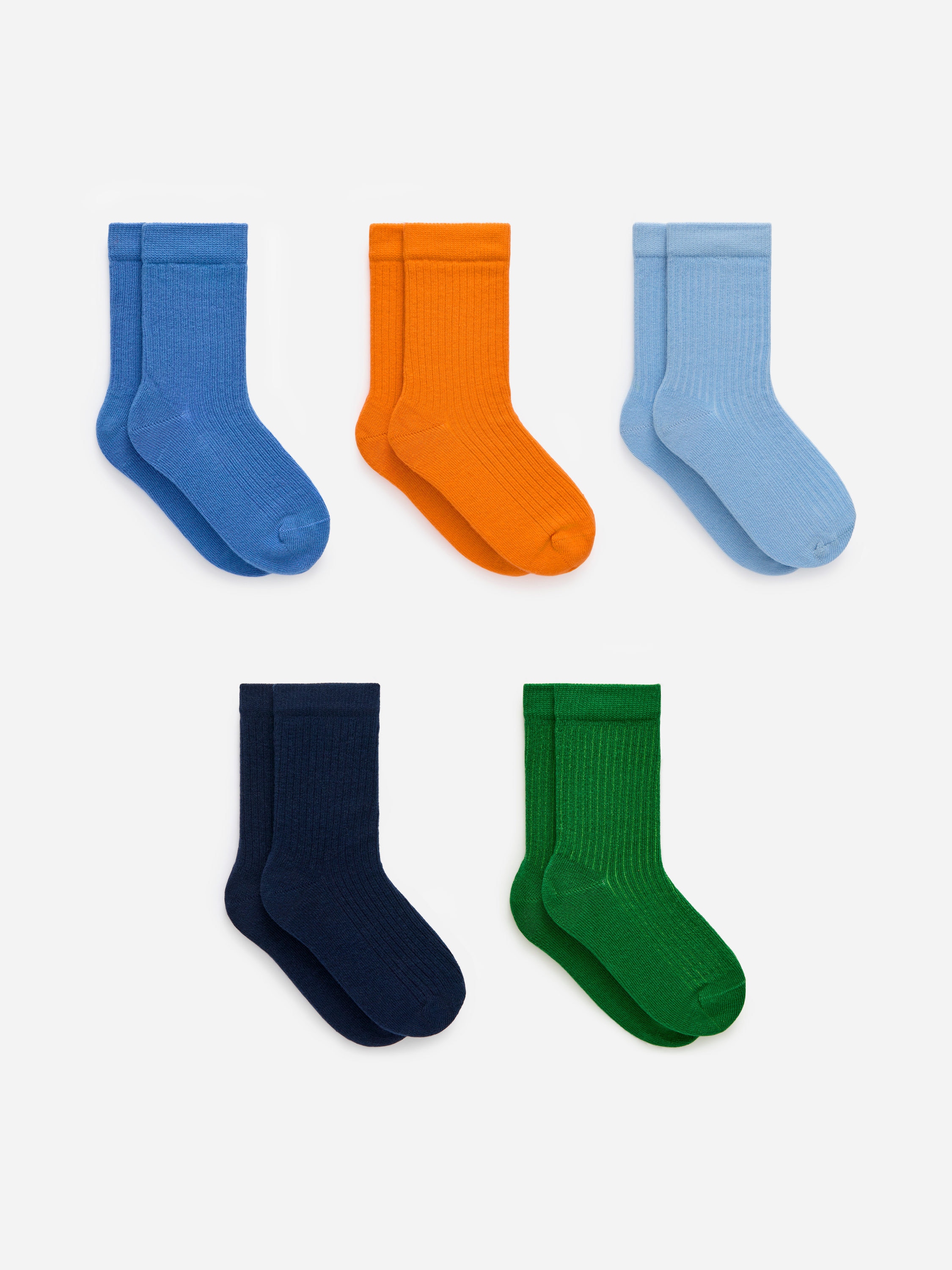 Rib Knit Socks, 5 Pairs-#657CBE-17076