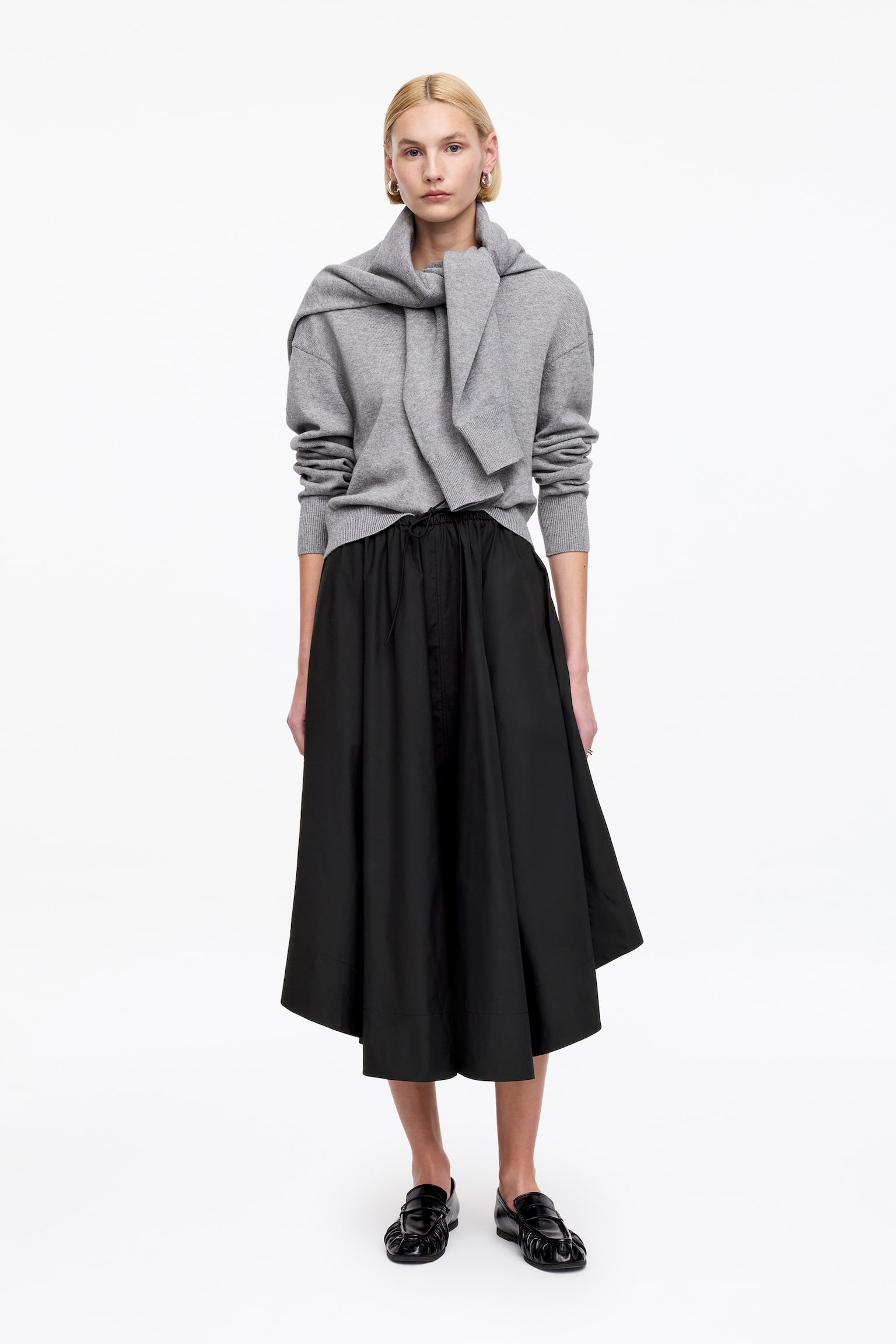 Falda ancha de algodón - Negro/Marrón - 1