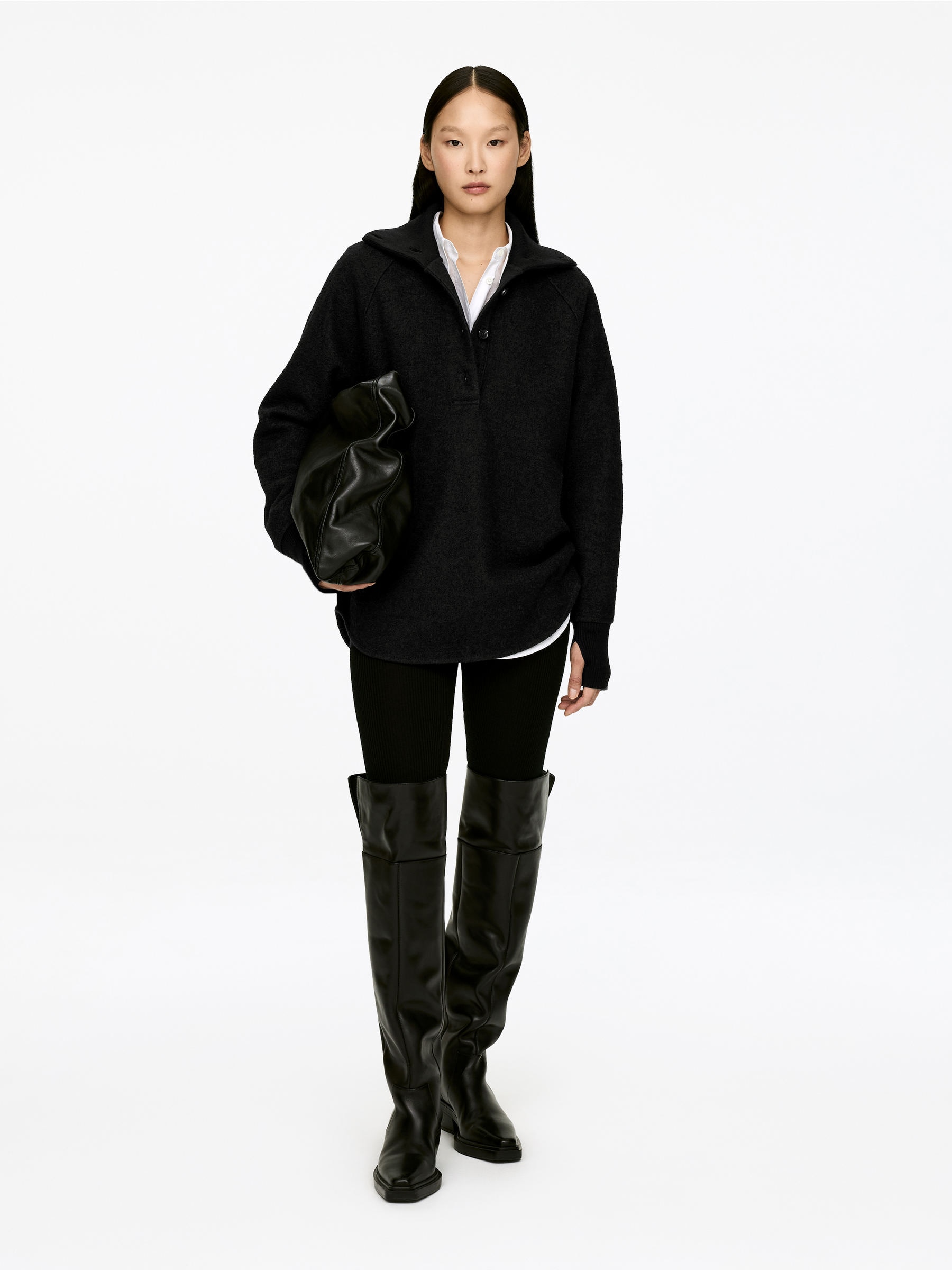 Tröja i valkad ull- och bomullsblandning - Svart - Oversized - Women - StillMedia/Lookbook - 6