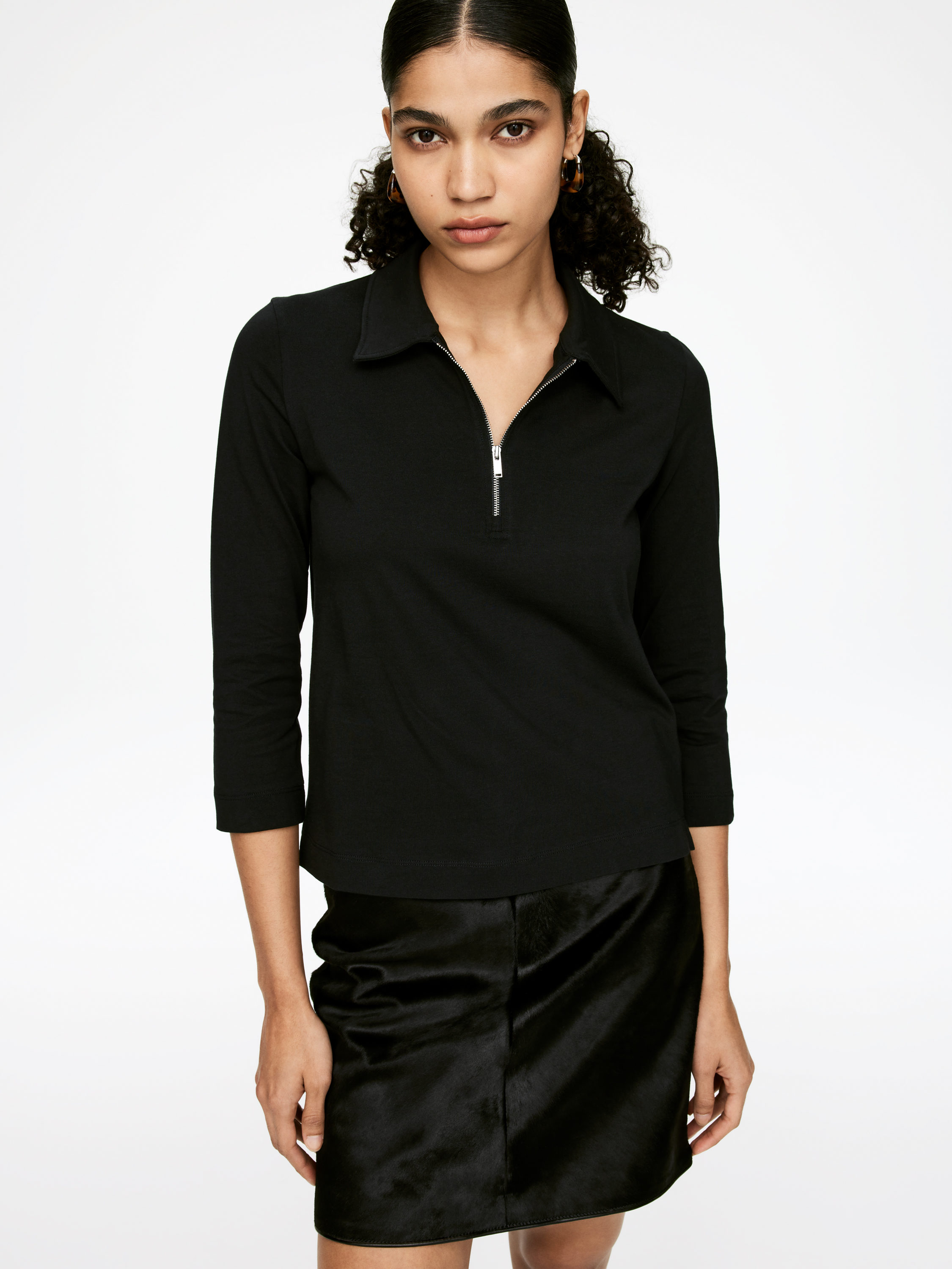 Half-Zip Top - Black - Slim fit - Women - StillMedia/Lookbook - 6
