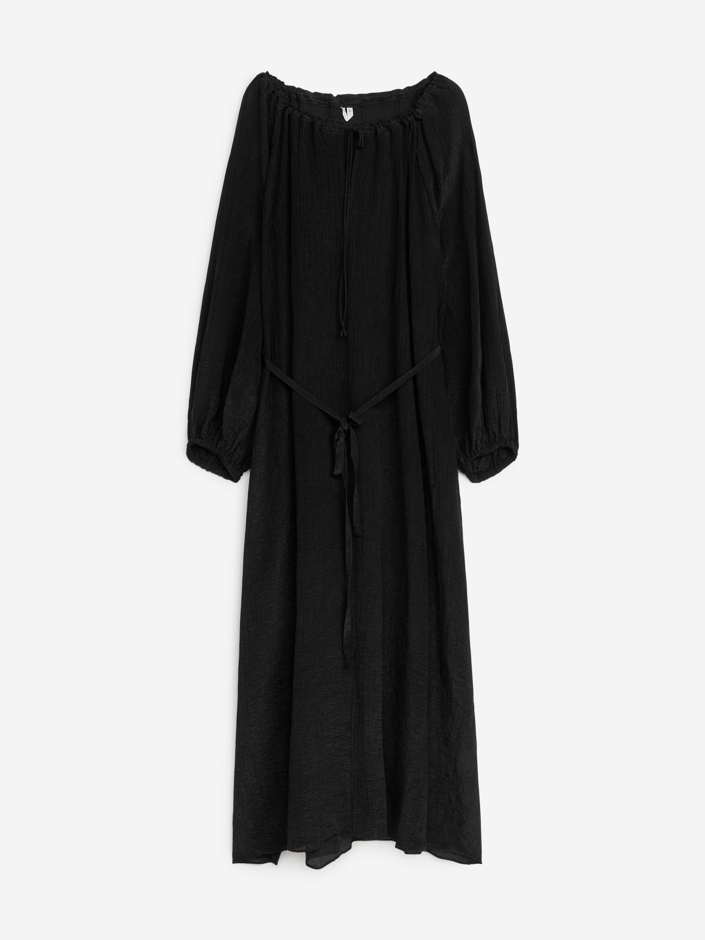 Tie-Neck Maxi Dress-Black-7682