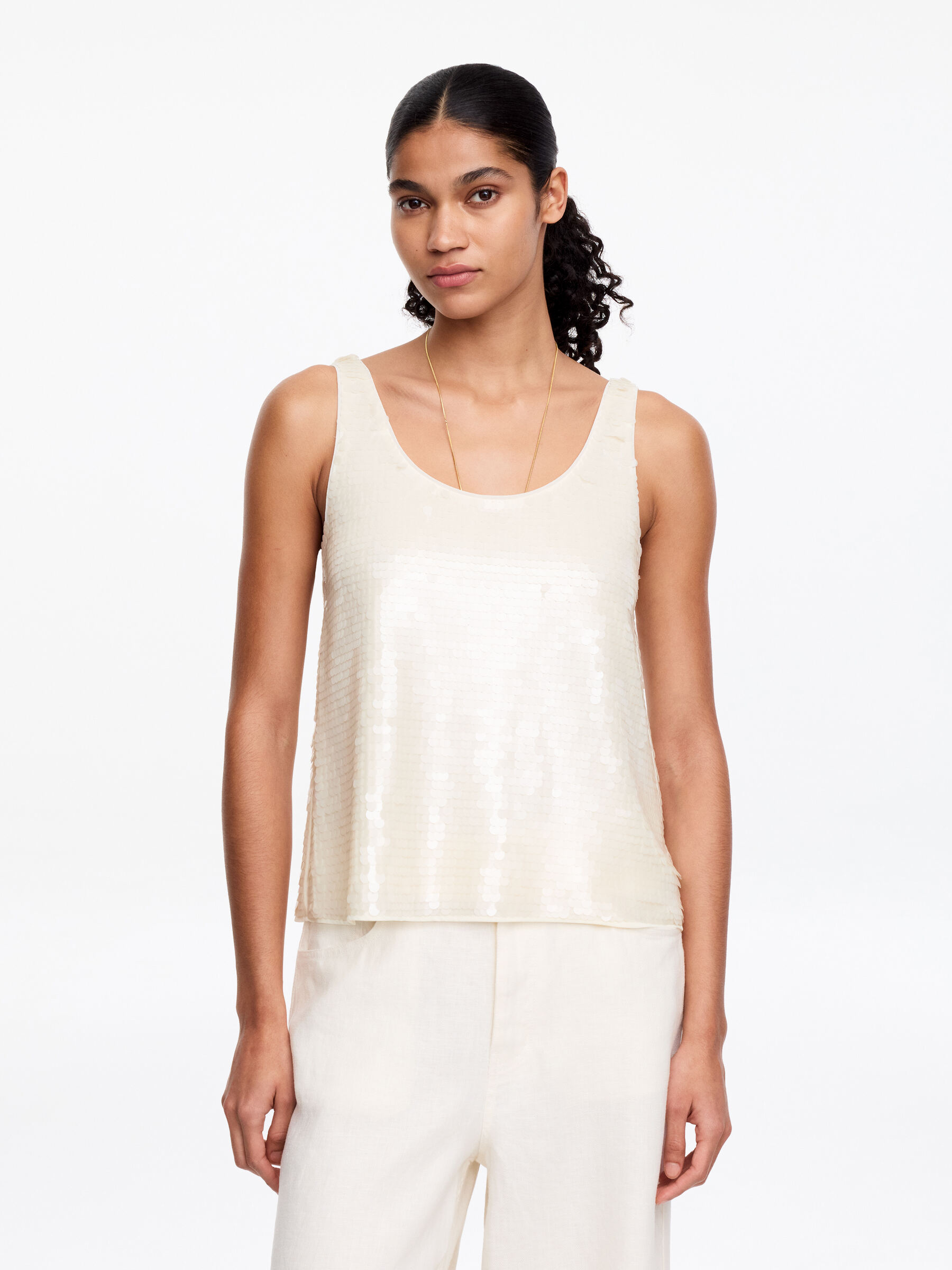 Sequin Tank Top-#C0B197-19388
