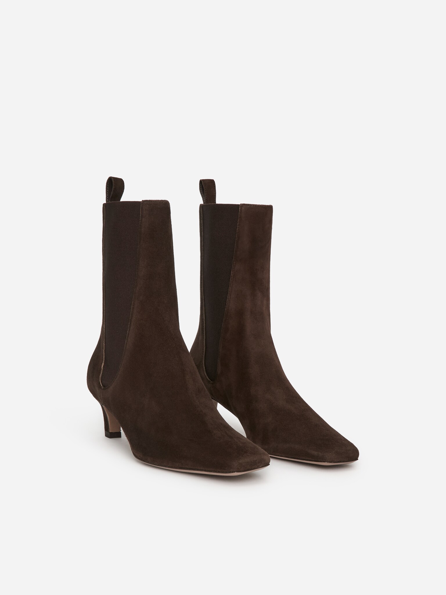 Suede Ankle Boots - Dark Brown - 4