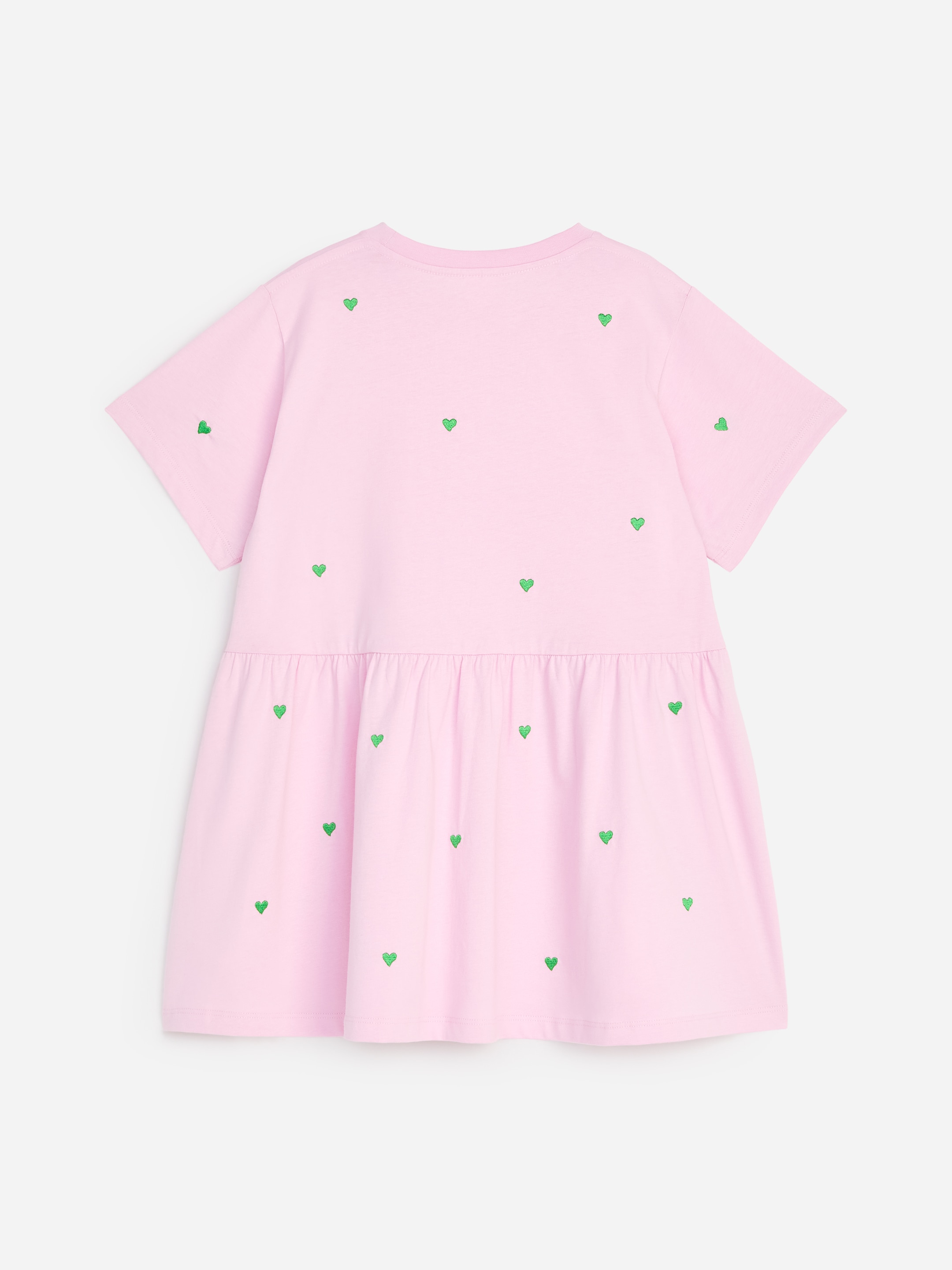 Embroidered Jersey Dress - Pink/Green Hearts - Relaxed fit - Children - StillMedia/DescriptiveStillLife - 1