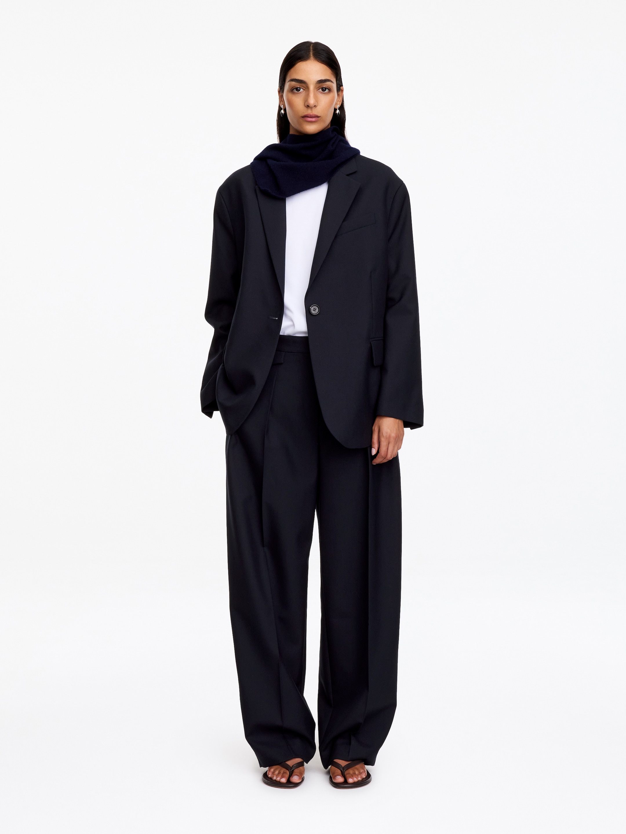 Hopsack Wool Trousers-Blue-21057