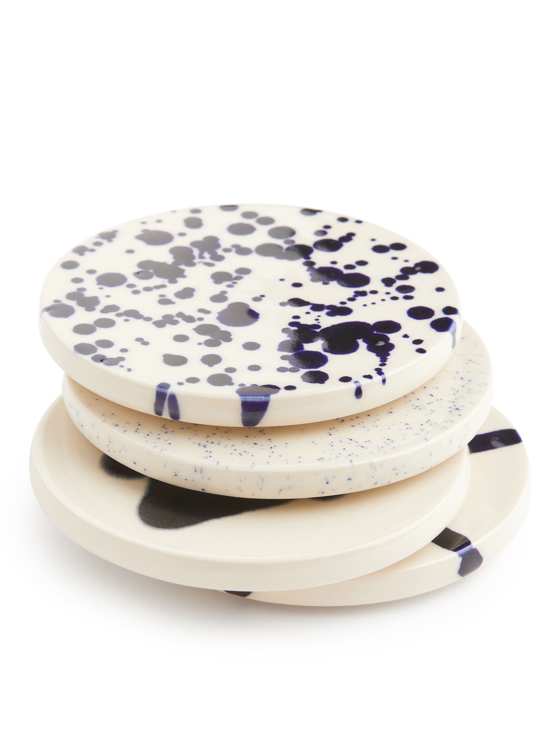 Untersetzer aus Steingut, 4er-Set - Cremeweiß/Schwarz - Haushaltswaren - StillMedia/DescriptiveDetail - 1