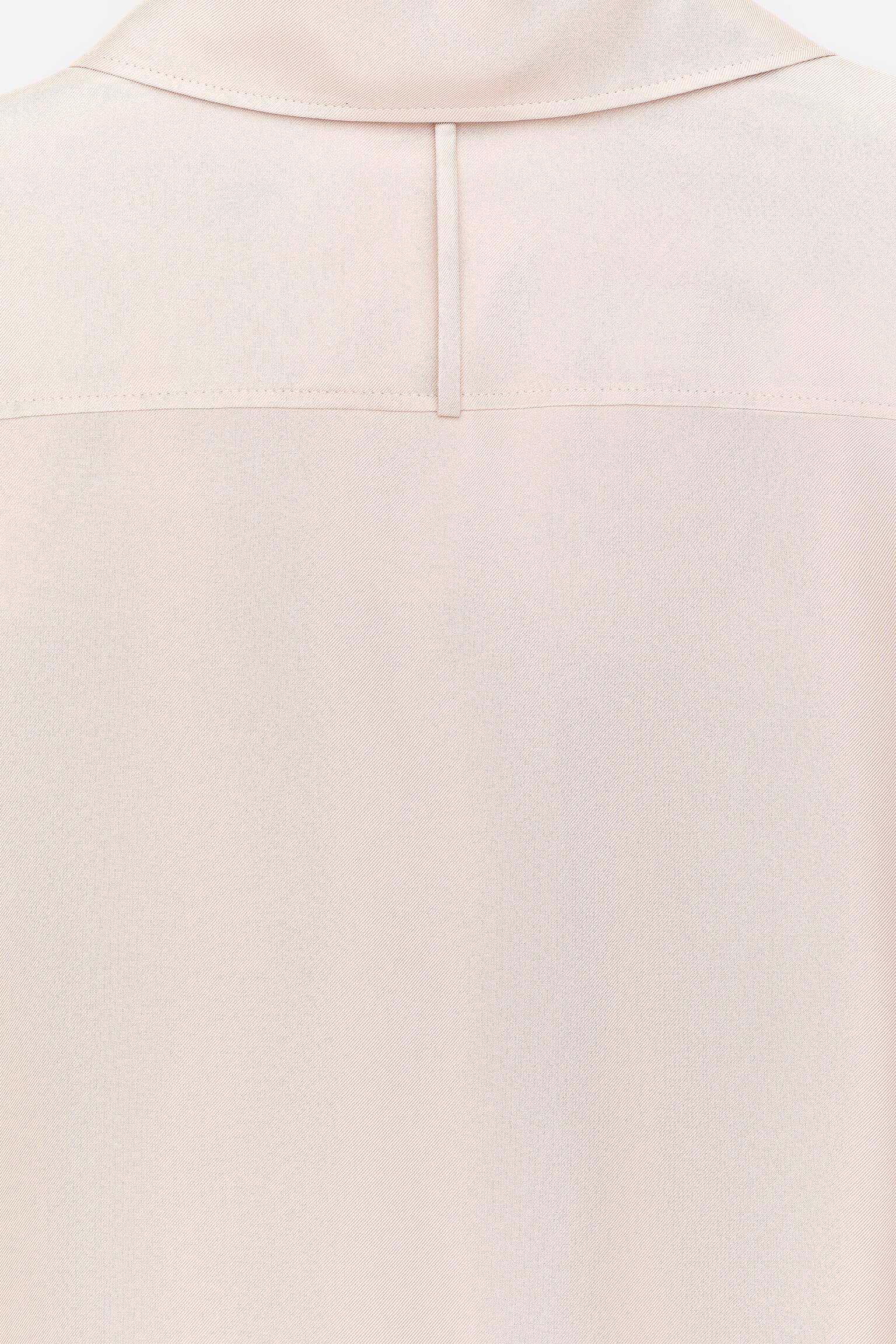 Hedvábná košile z kepru - Světle růžová/Tmavě hnědá - 5