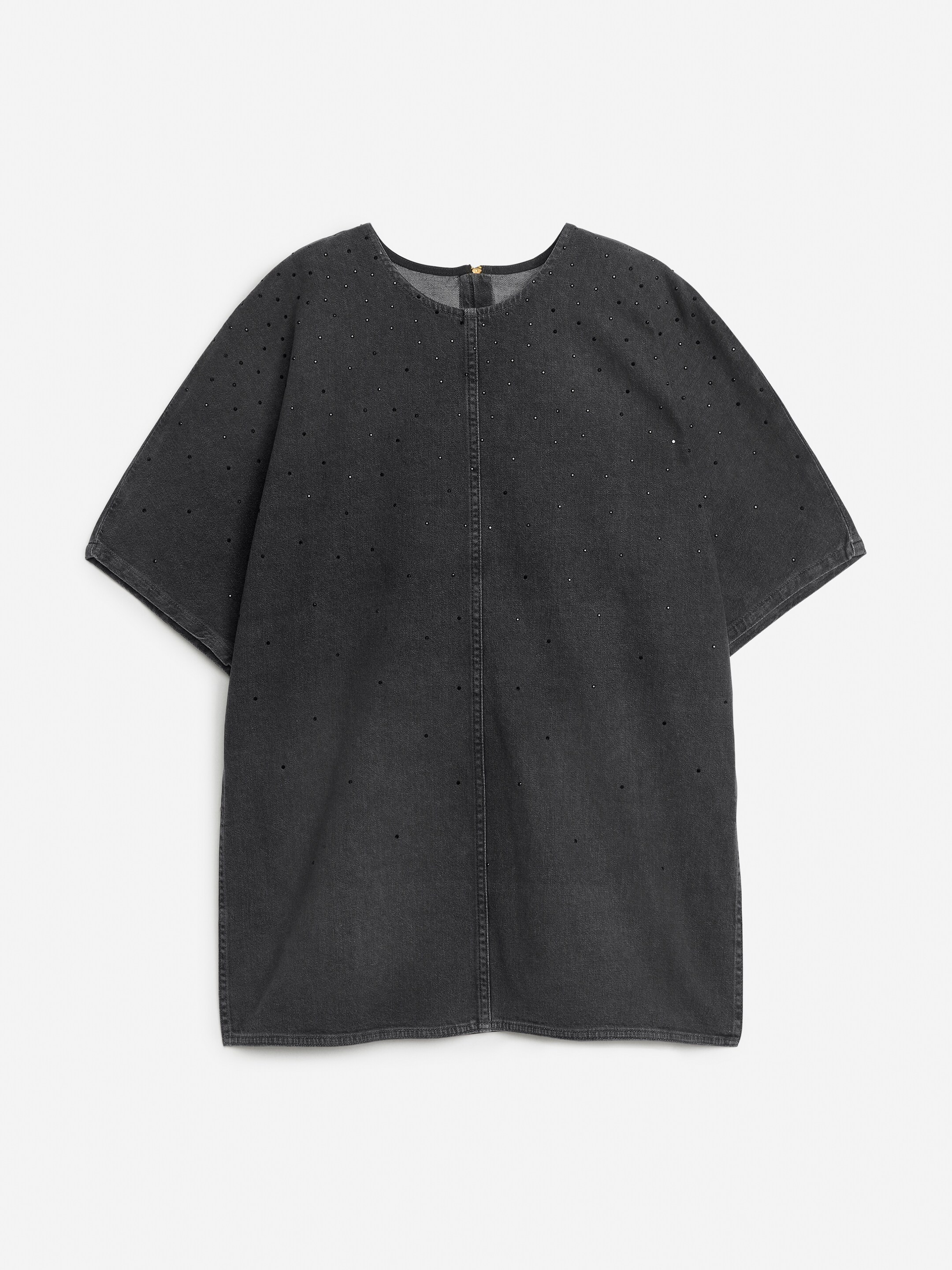 Grotere afbeelding bekijken: Denim top met strass-steentjes - Zwart - DAMES | H&M NL 1