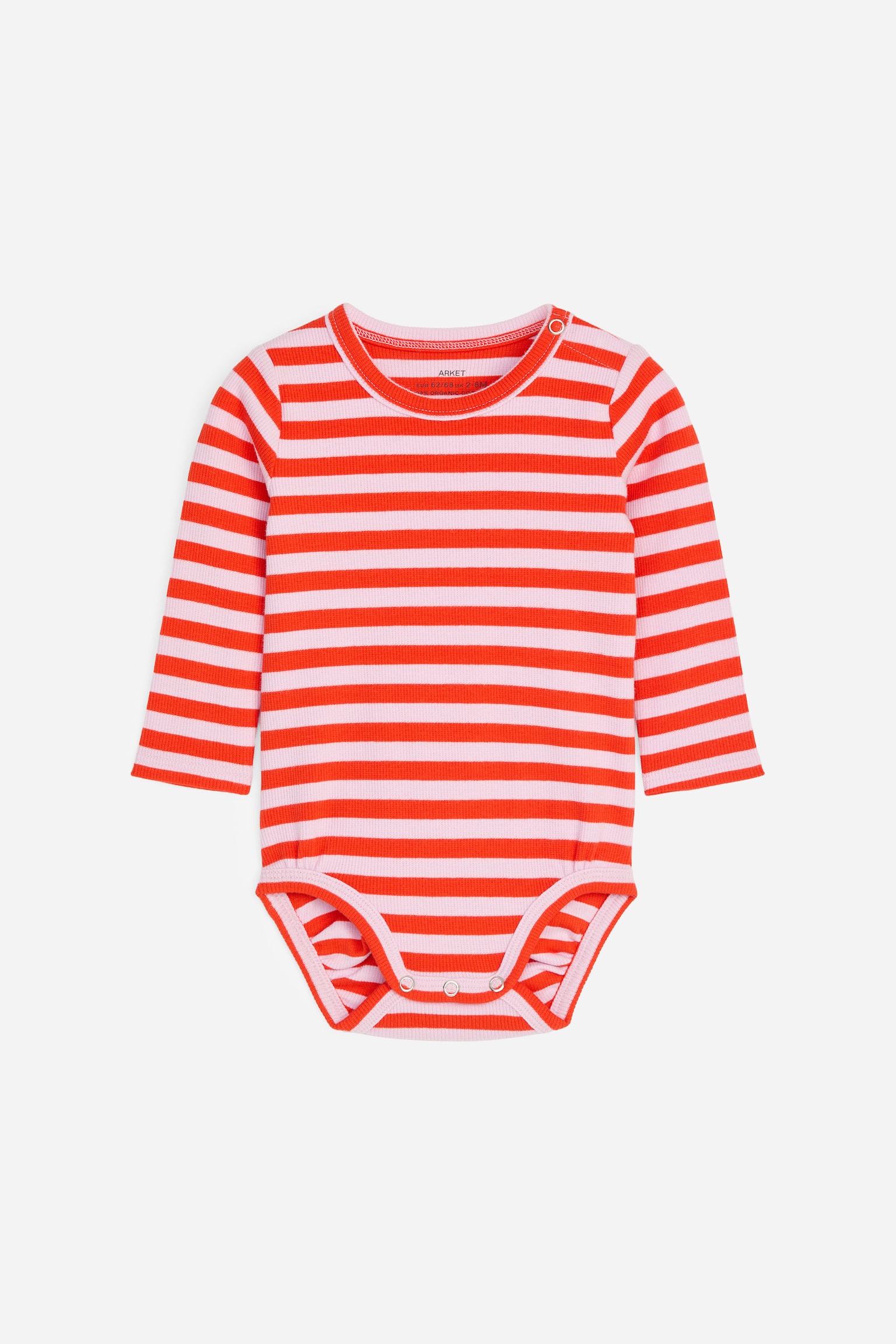 Gerippter Langarmbody - Rosa/Rot/Rosa/Orange/Beige/Schwarz/Rostrot/Punkte in Blau/Hellblau/Grün - 1