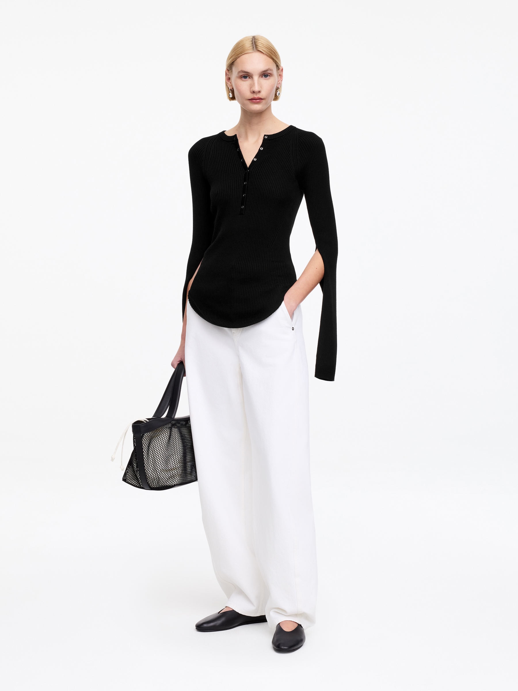 Geripptes Oberteil aus Wollmischung - Schwarz - Slim Fit - Women - StillMedia/Lookbook - 6