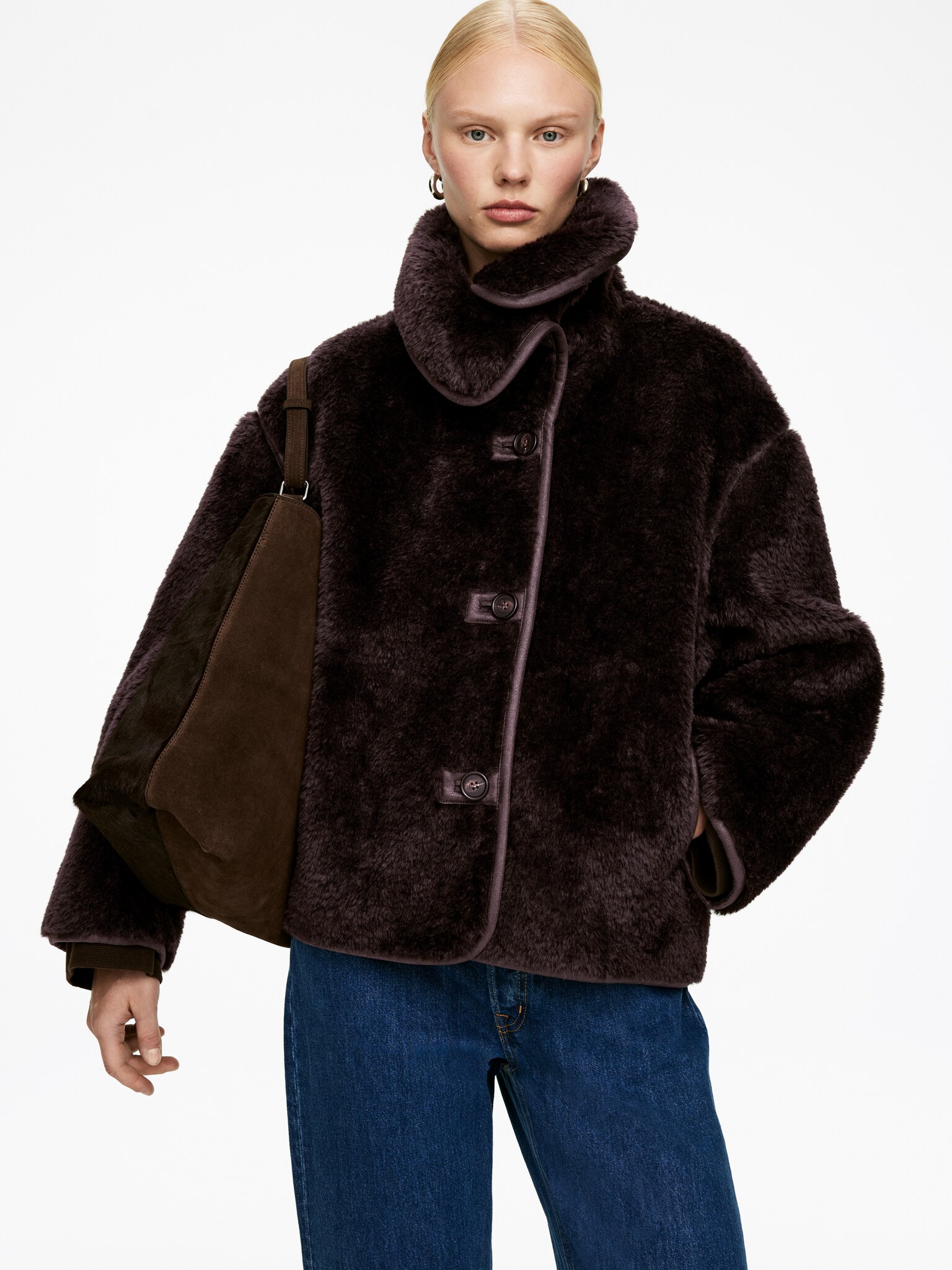 Veste courte en molleton - Marron - 6