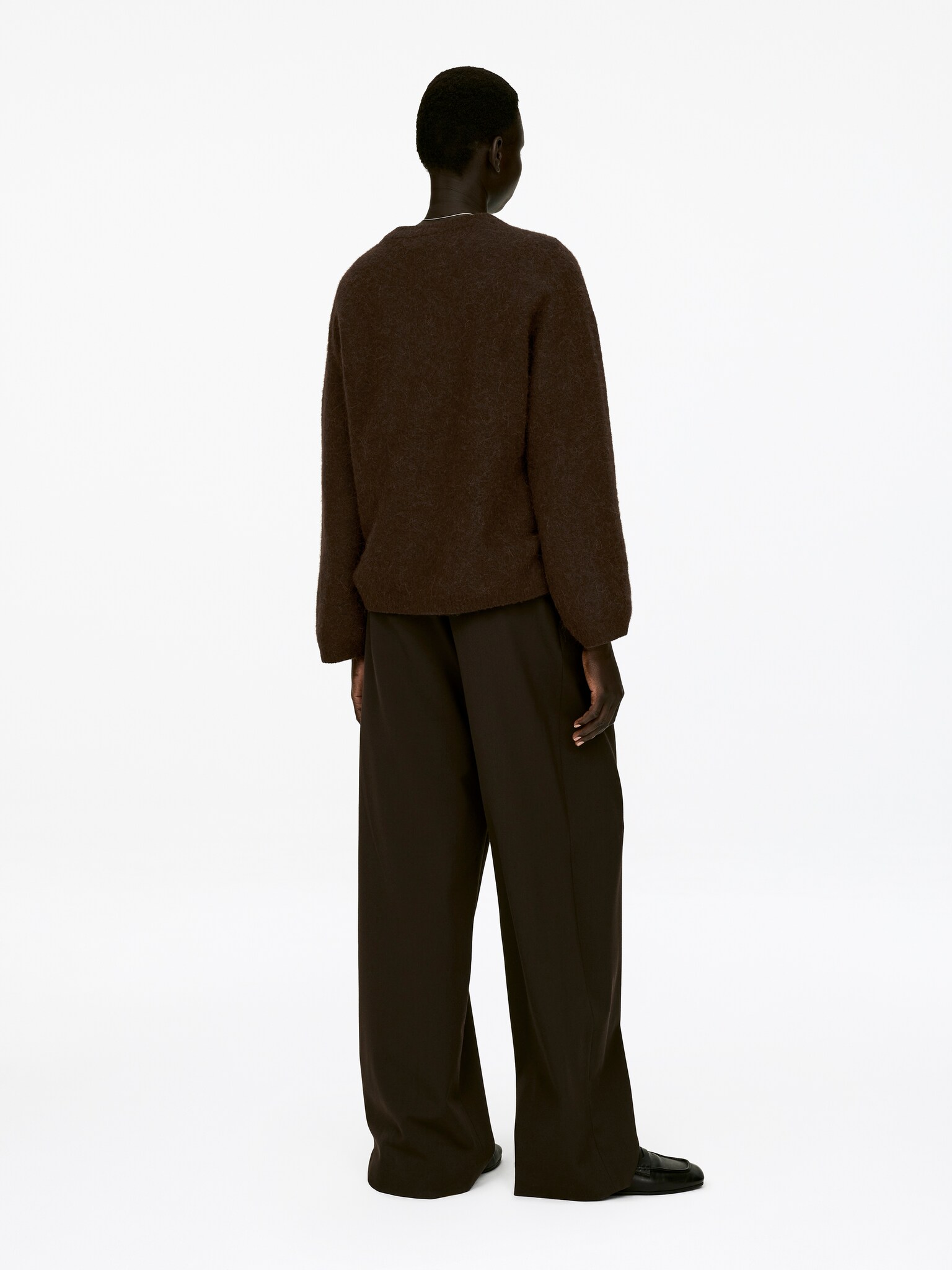 Pull en mélange de laine et d'alpaga - Marron foncé/Violet/Rouge/Bordeaux foncé/Rose poudré/Blanc cassé/Noir/Beige/Gris clair/Rouge-orangé - 3