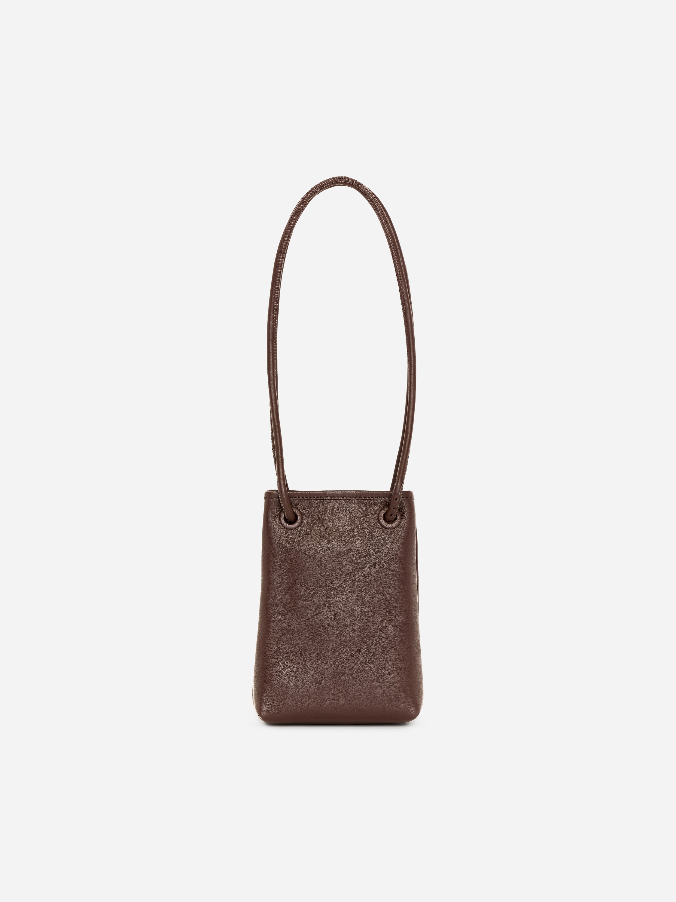 Sac en cuir à bandoulière - Marron foncé/Beige