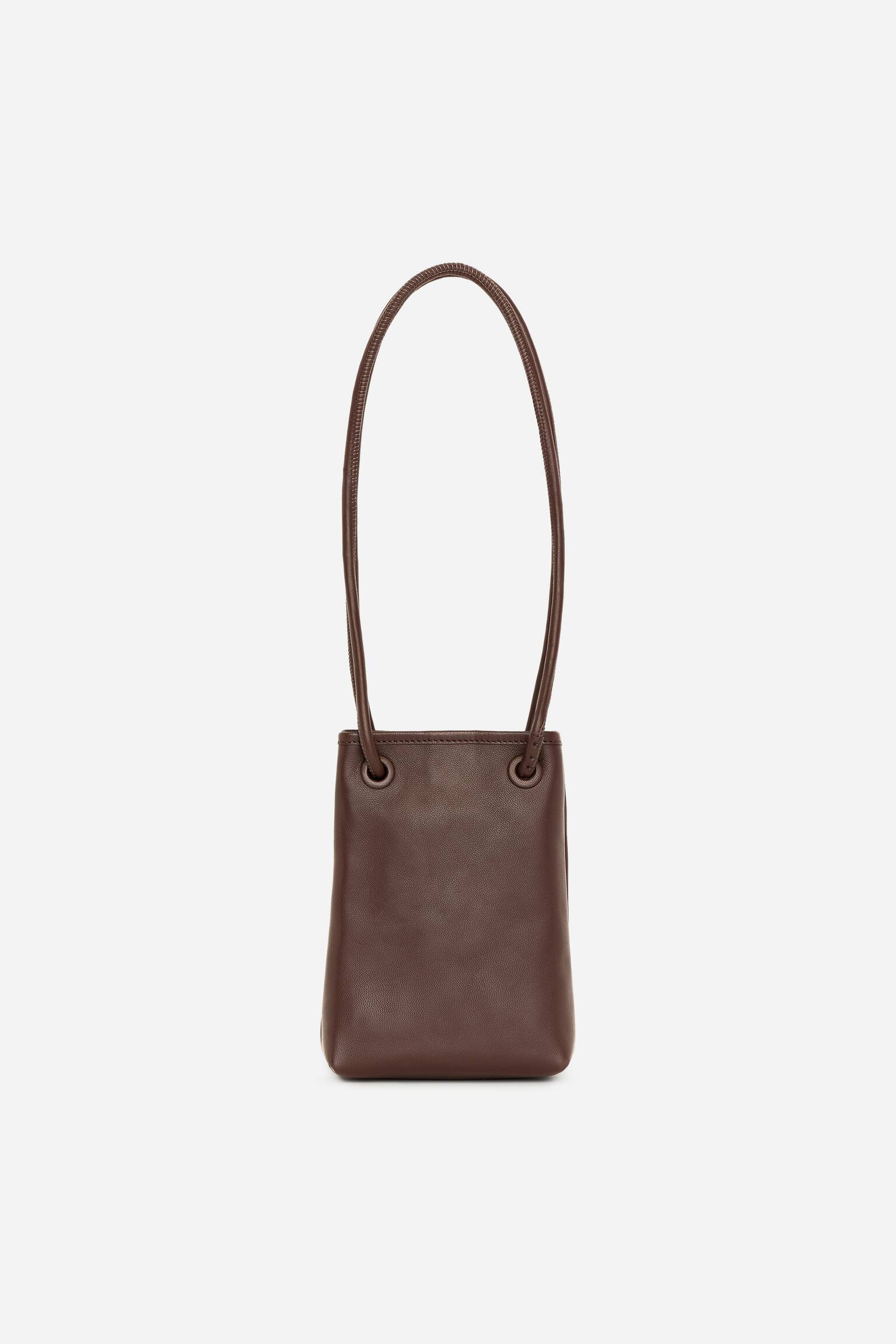 Crossbody-taske i læder - Mørkebrun/Beige - 2