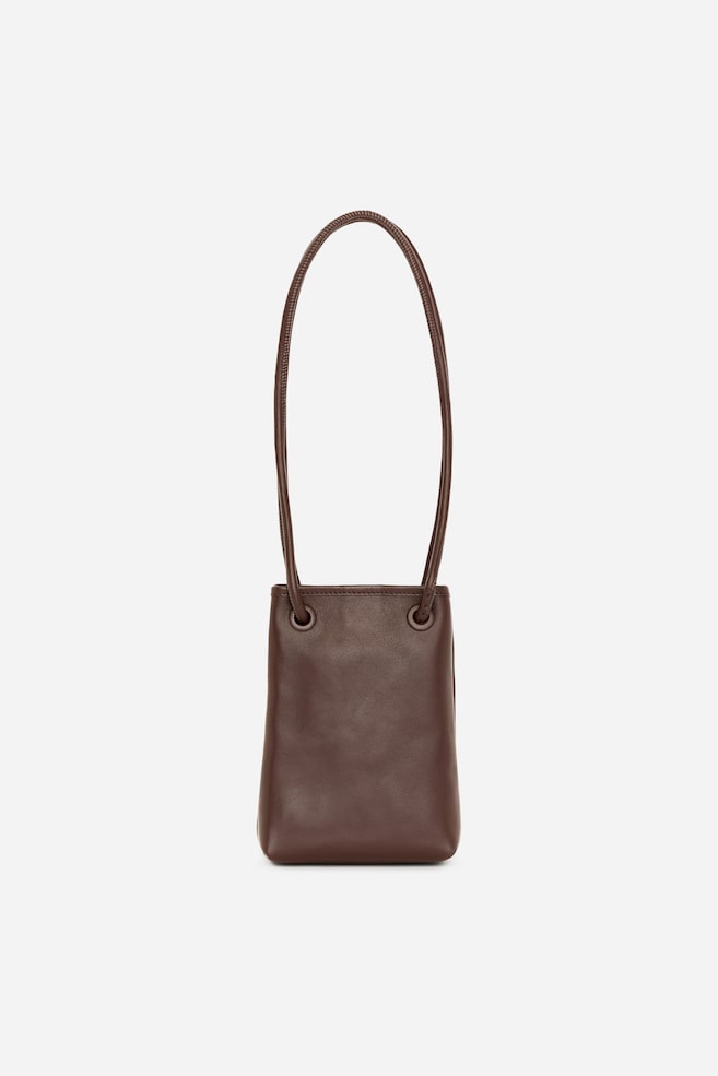 Sac en cuir à bandoulière - Marron foncé/Beige - 1