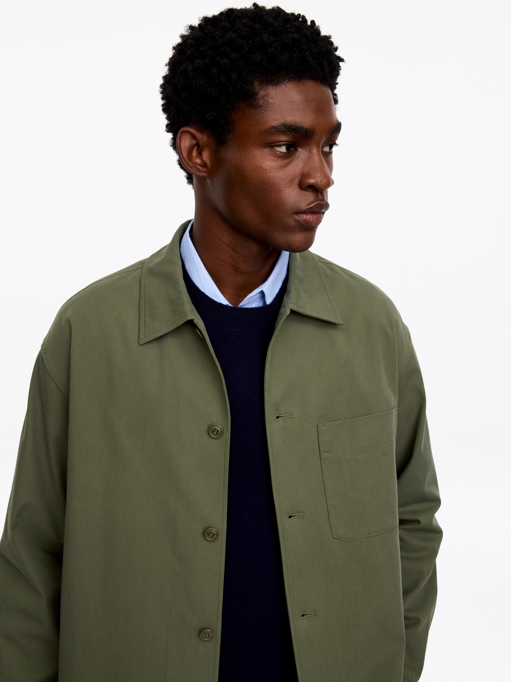 Bawełniana koszula wierzchnia - Zielony khaki - Fason normalny - men - StillMedia/Lookbook - 3
