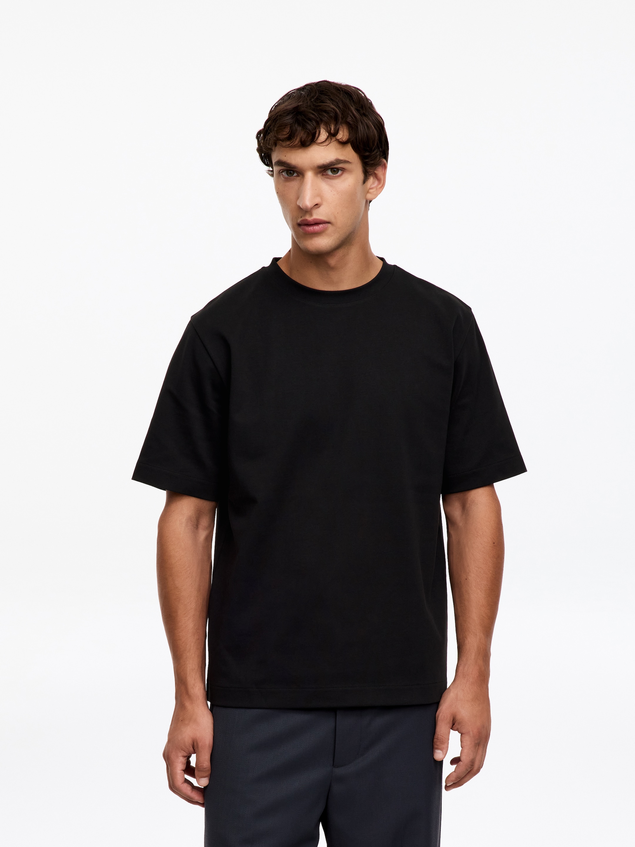 T-shirt in interlock dalla vestibilità squadrata - Nero - Loose fit - Men - StillMedia/Lookbook - 52